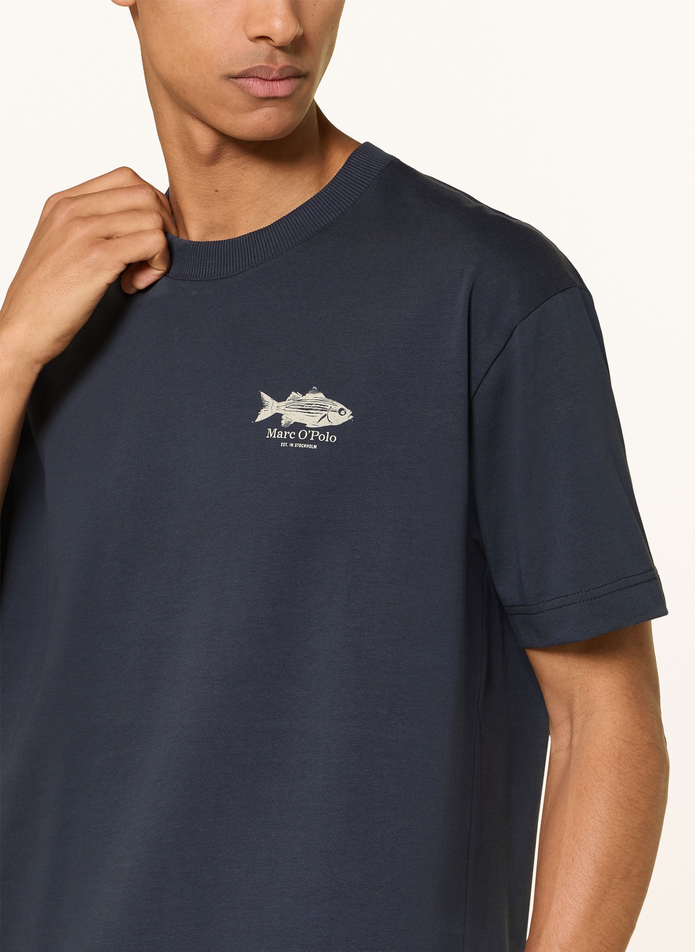 Marc O'Polo T-shirt: MØRKEBLÅ / OLIVEN / HVID