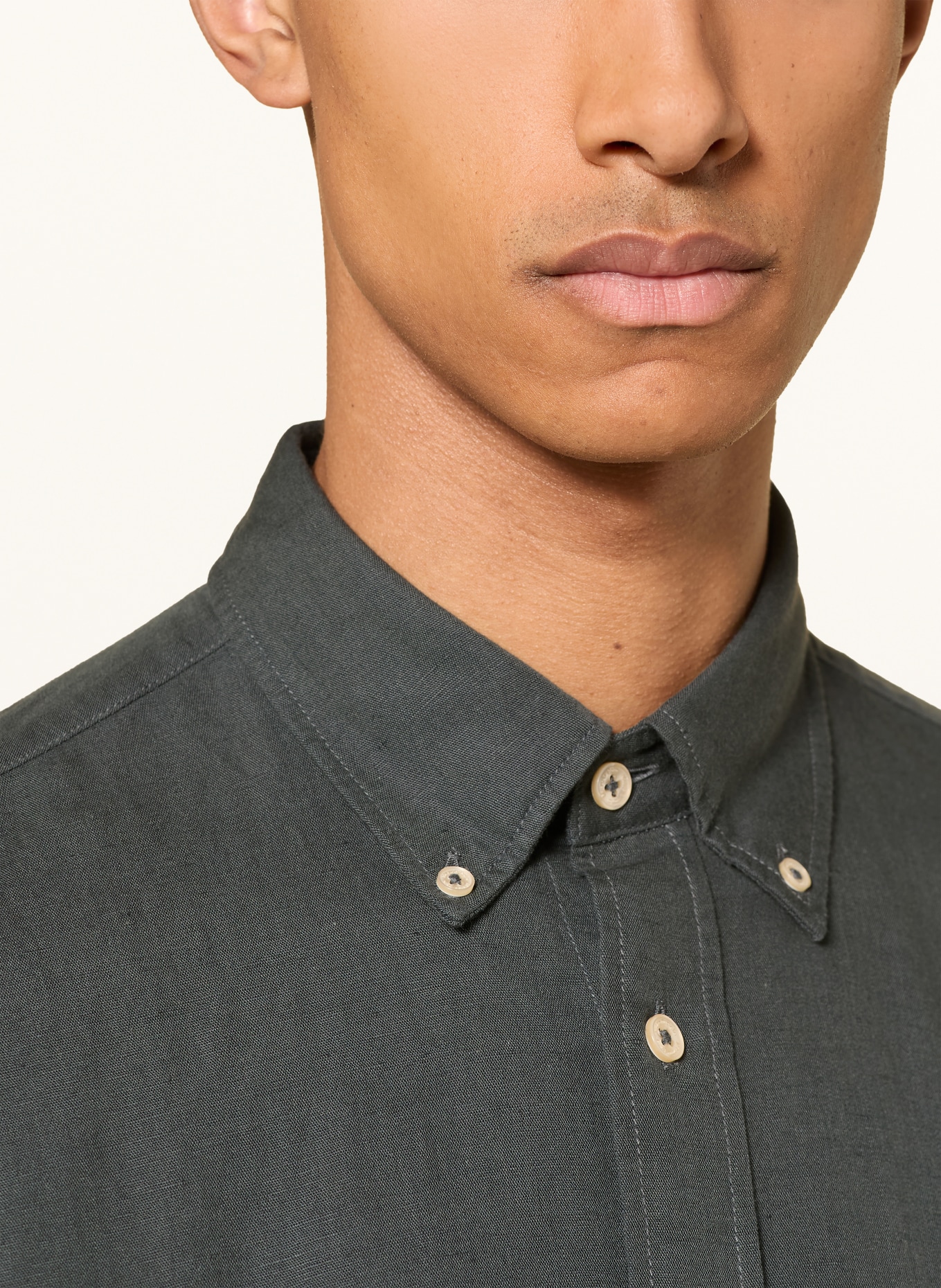 Marc O'Polo Hemd Regular Fit mit Leinen: DUNKELGRÜN