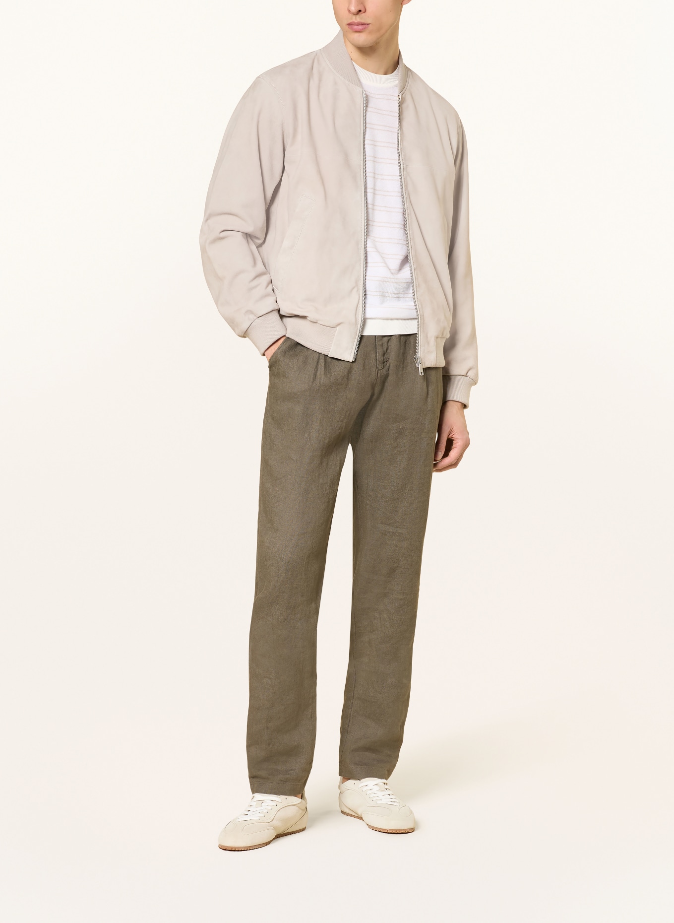 Marc O'Polo Lederblouson: HELLGRAU