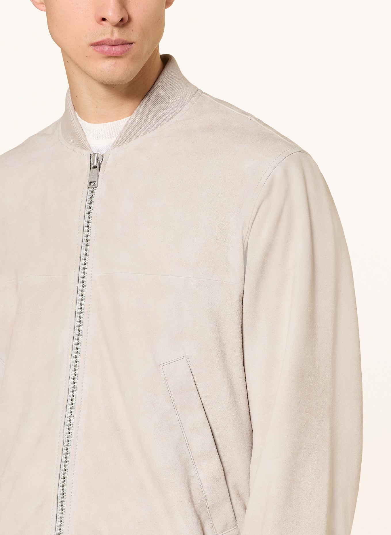 Marc O'Polo Lederblouson: HELLGRAU