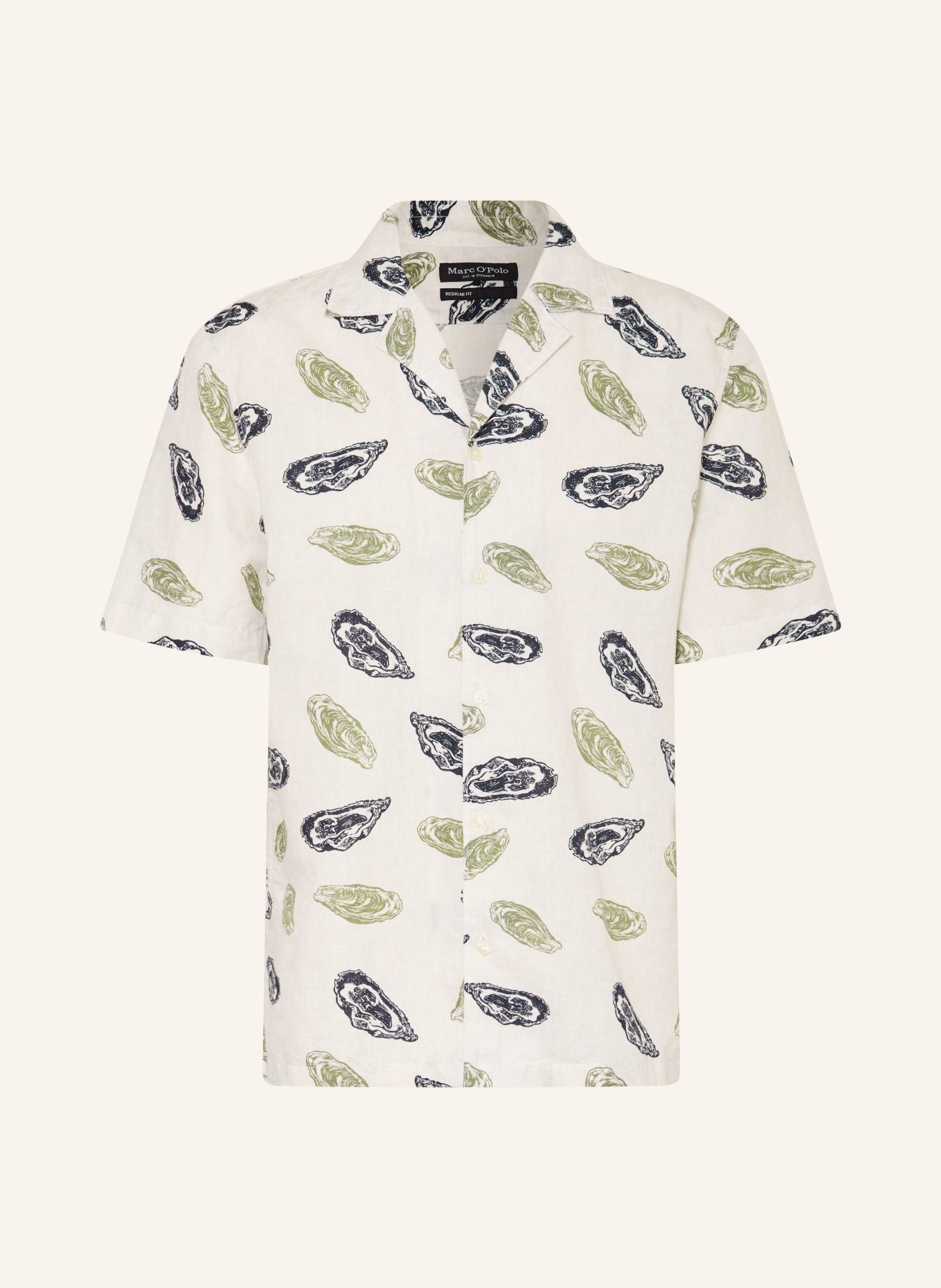 Marc O'Polo Resorthemd Regular Fit mit Leinen: WEISS / GRÜN / DUNKELBLAU