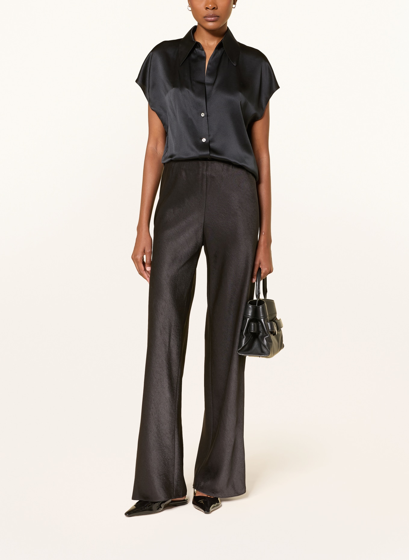 VINCE Zijden blouse: ZWART