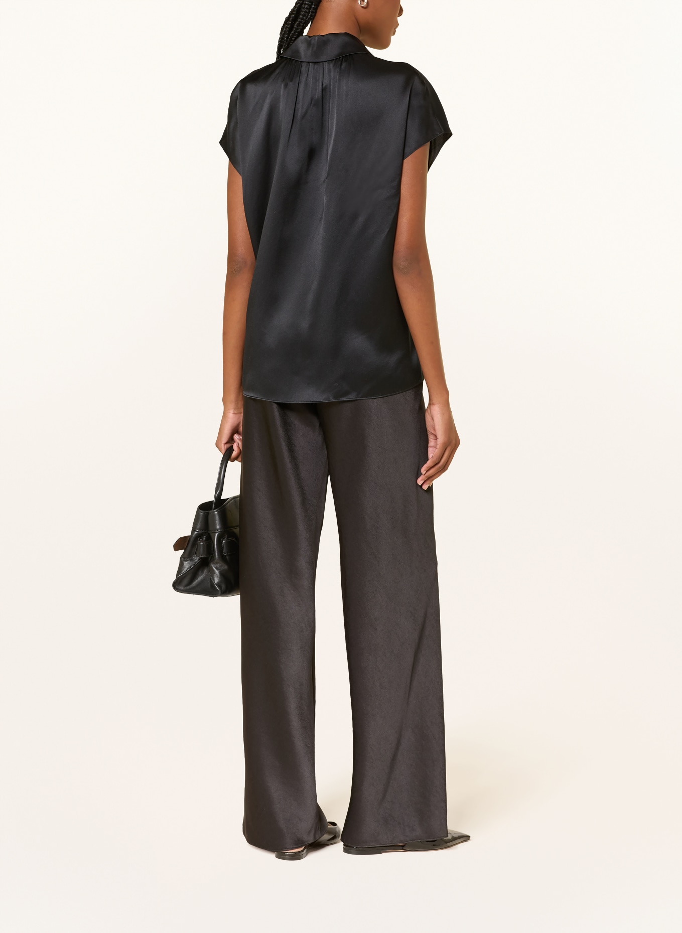 VINCE Zijden blouse: ZWART