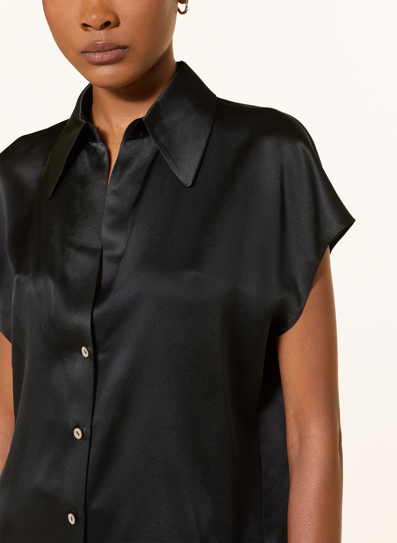 VINCE Zijden blouse: ZWART