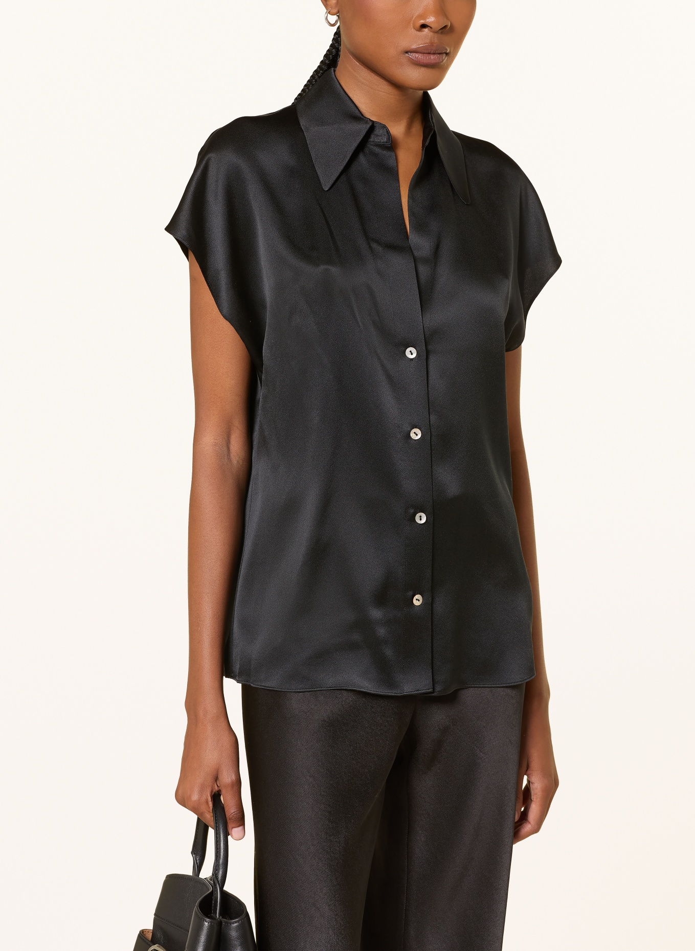 VINCE Zijden blouse: ZWART