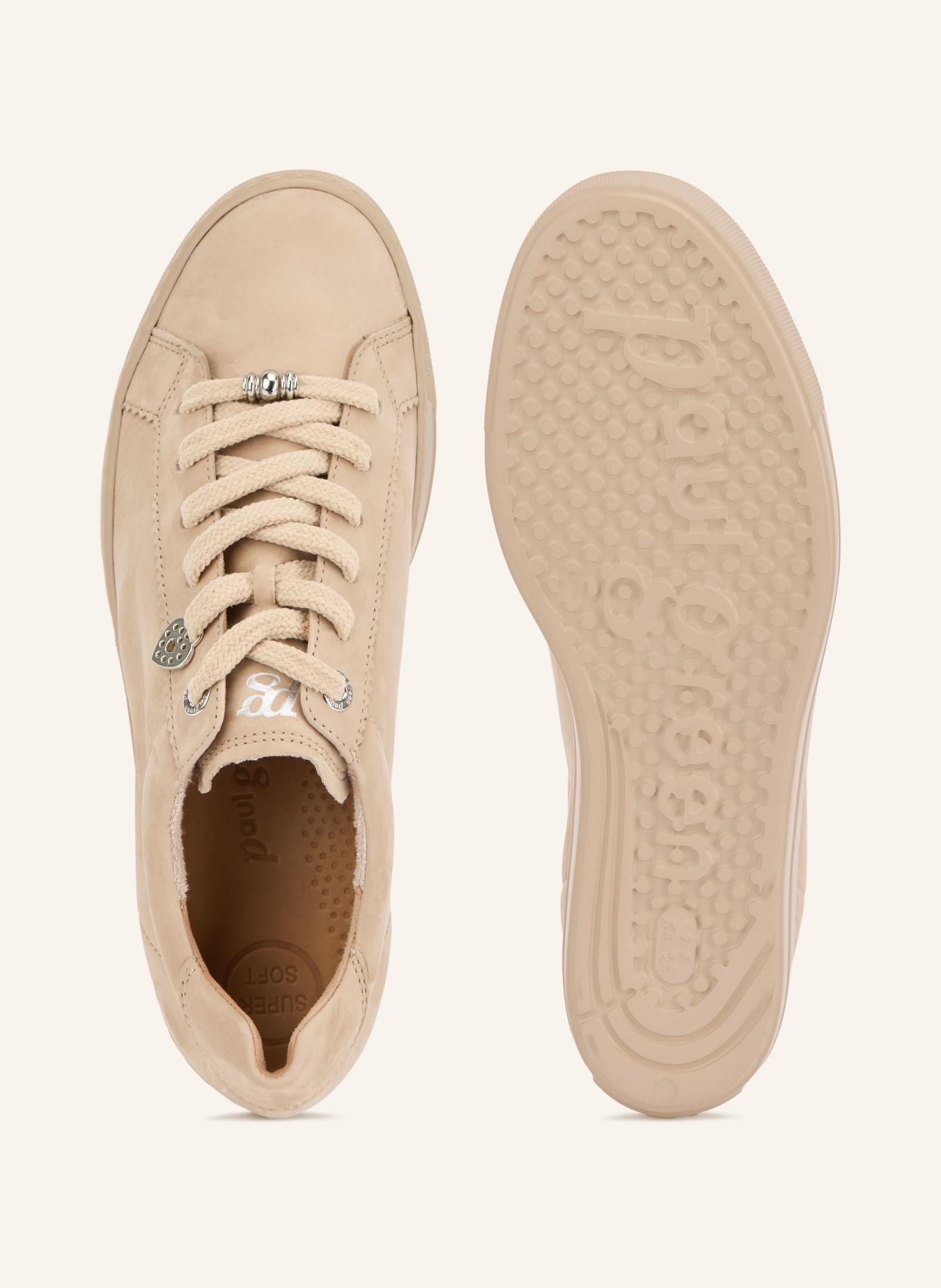 paul green Sneakers with gemstones: BEIGE / SILVER