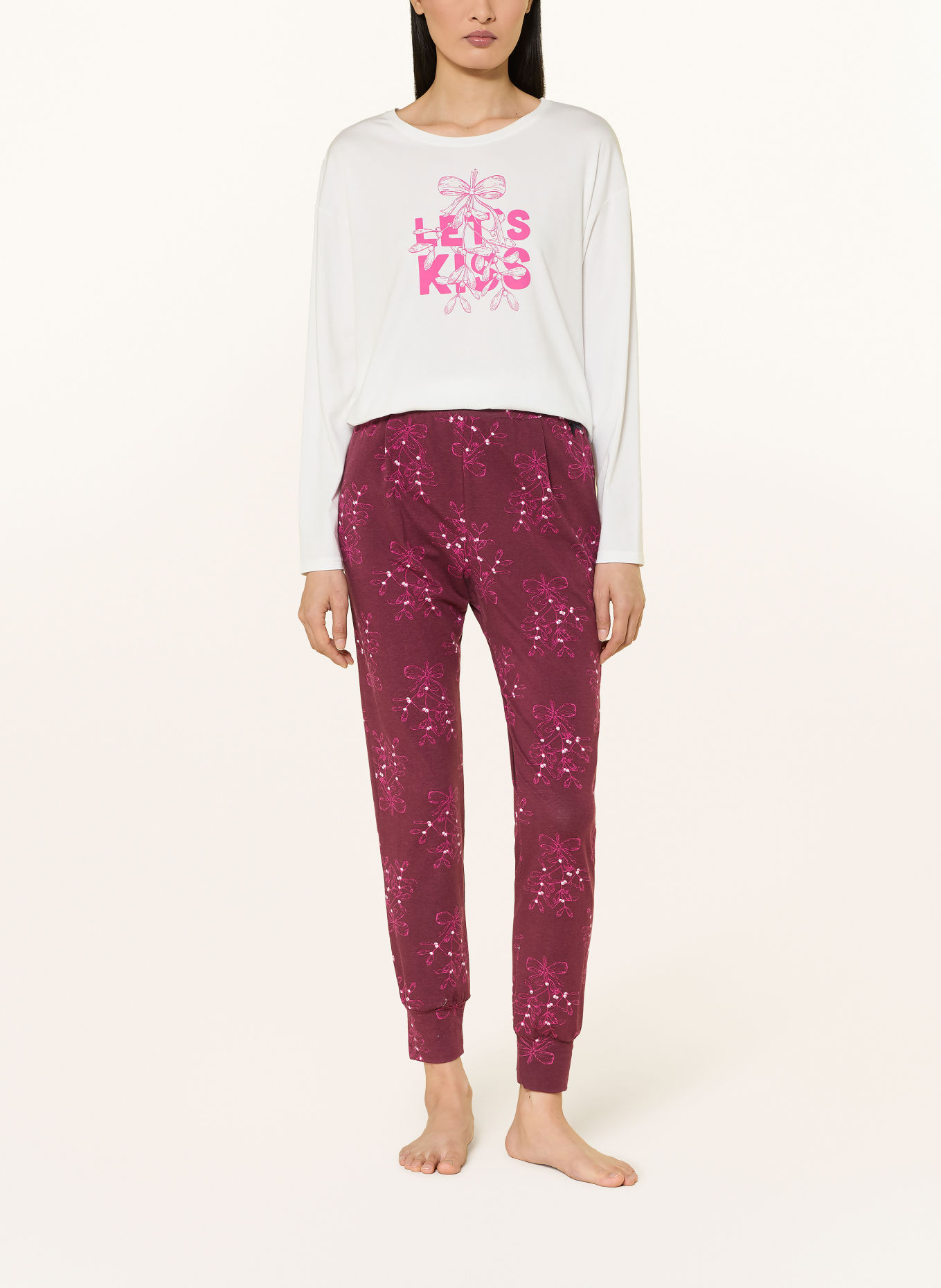 SHORT STORIES Sleep pants: DARK RED / FUCHSIA / WHITE