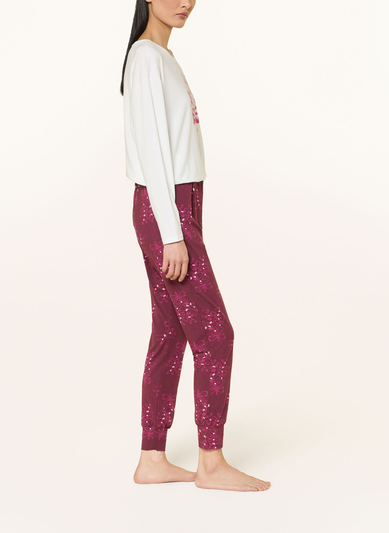 SHORT STORIES Sleep pants: DARK RED / FUCHSIA / WHITE