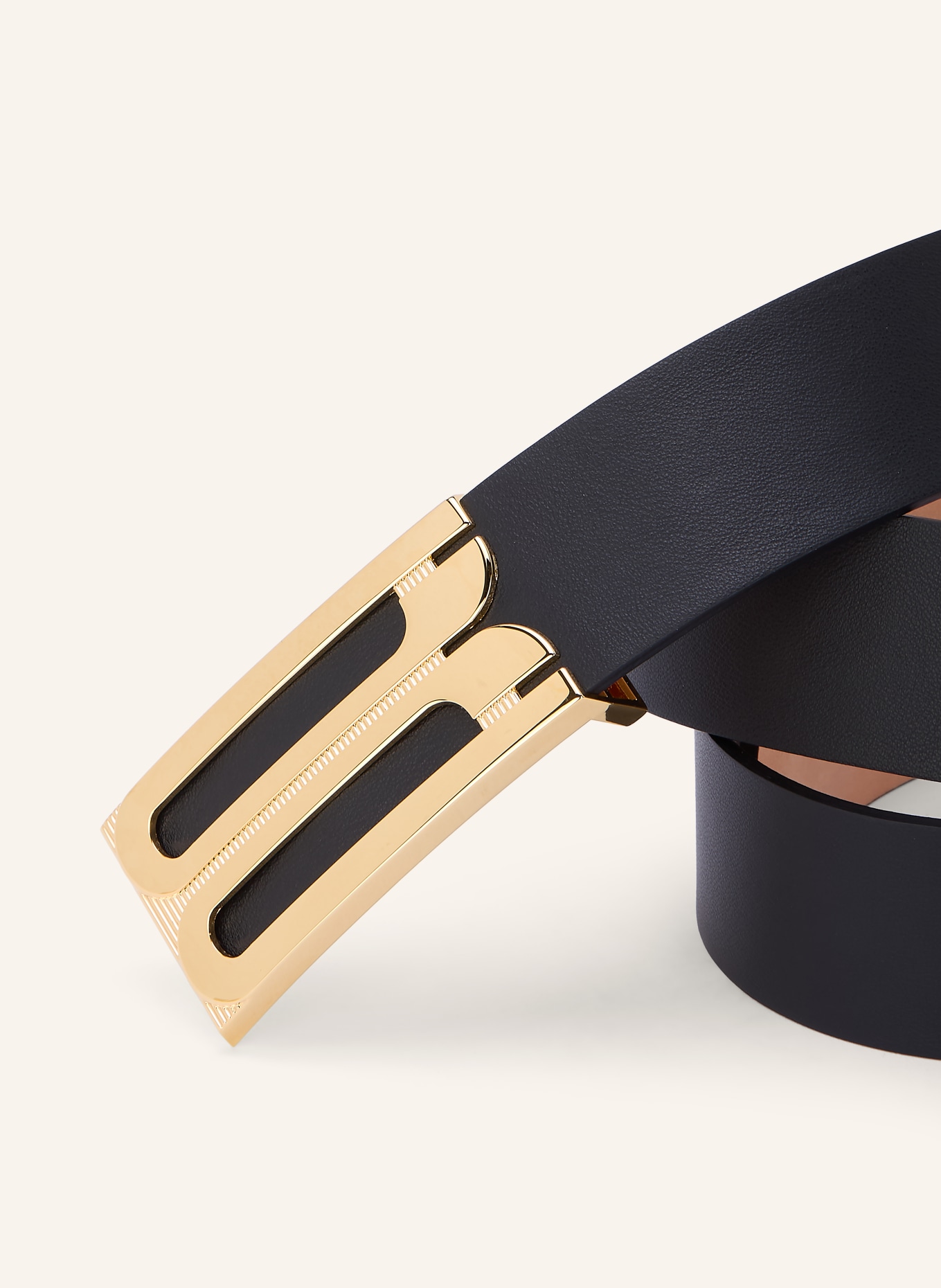 VICTORIA BECKHAM Leren riem DORIAN: ZWART / GOUD