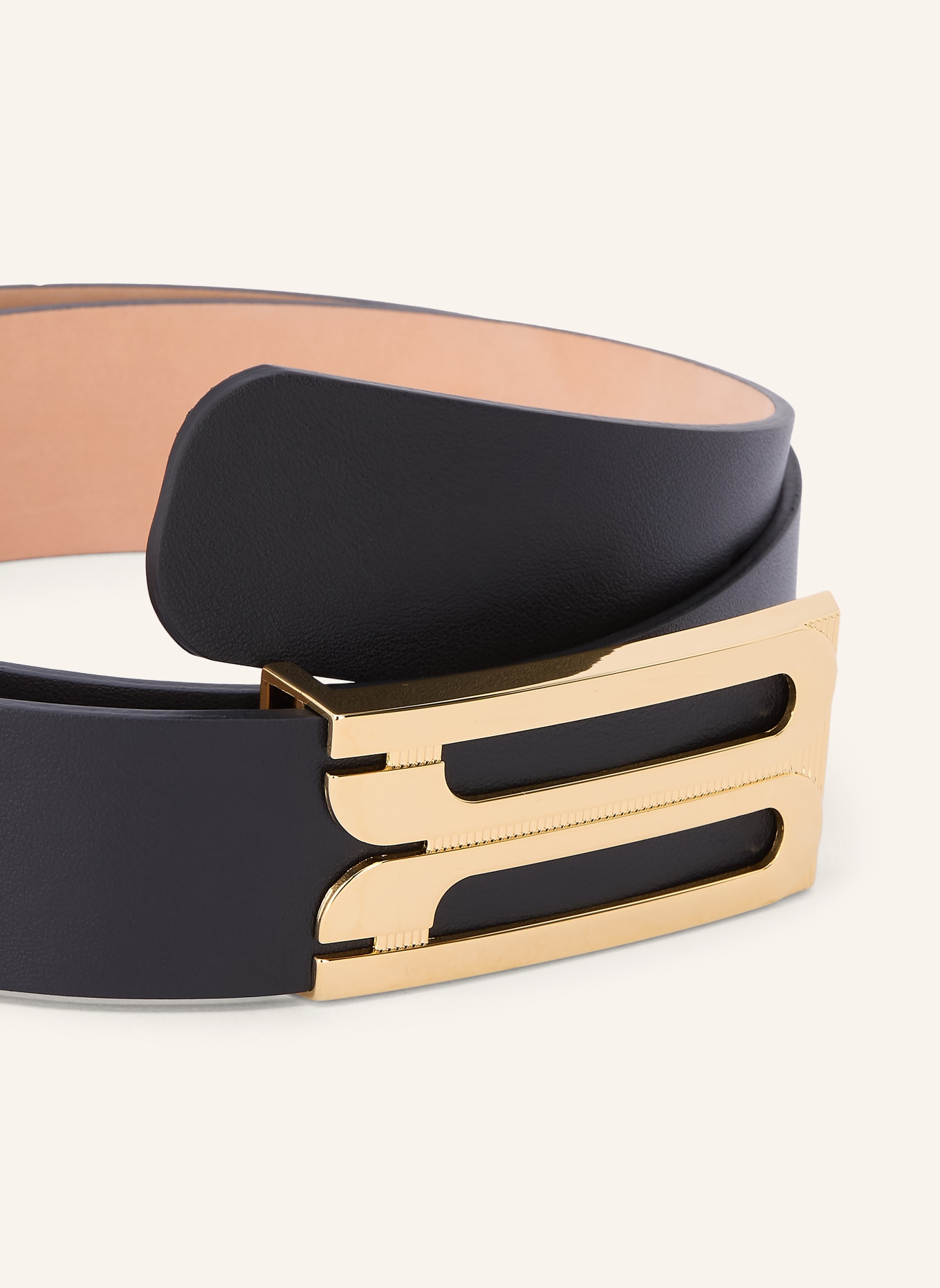 VICTORIA BECKHAM Leren riem DORIAN: ZWART / GOUD