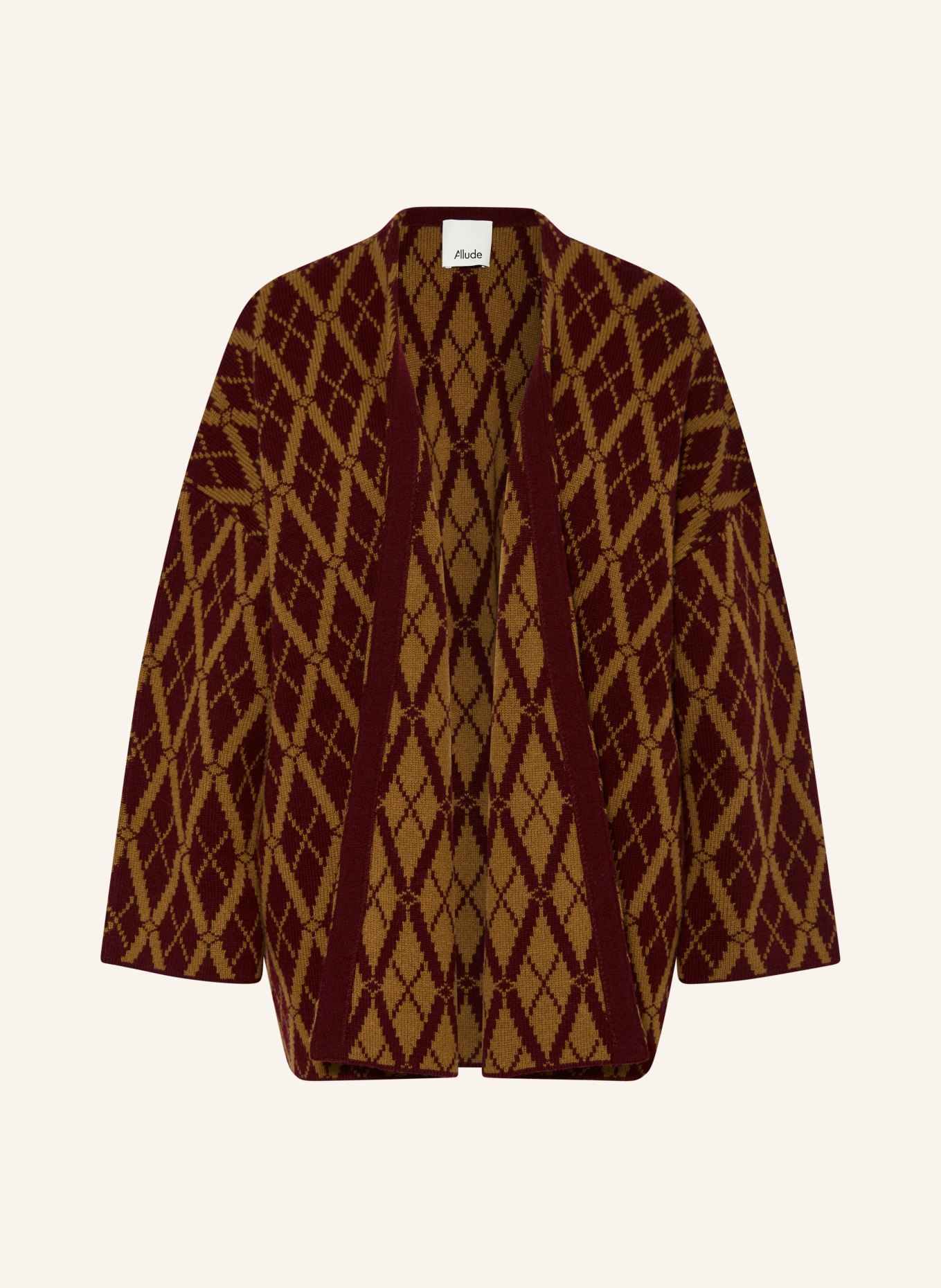 ALLUDE Gilet en cachemire: CHAMEAU / ROUGE FONCÉ