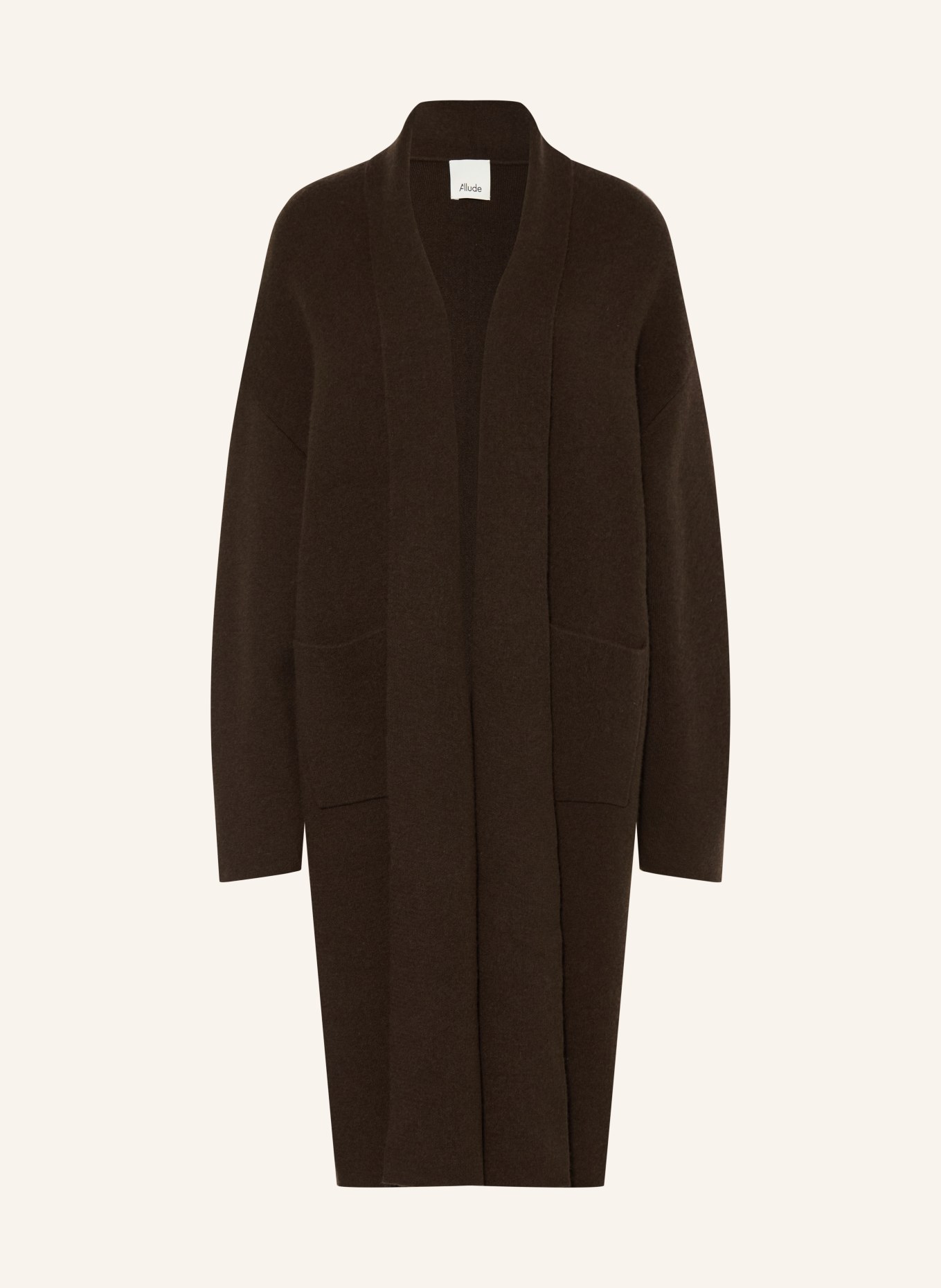 ALLUDE Cashmere knit coat: DARK BROWN