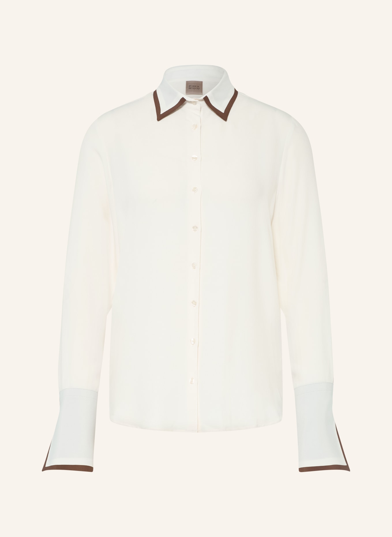 ÉMANOU Overhemdblouse met zijde: WIT / MARRON FONCÉ
