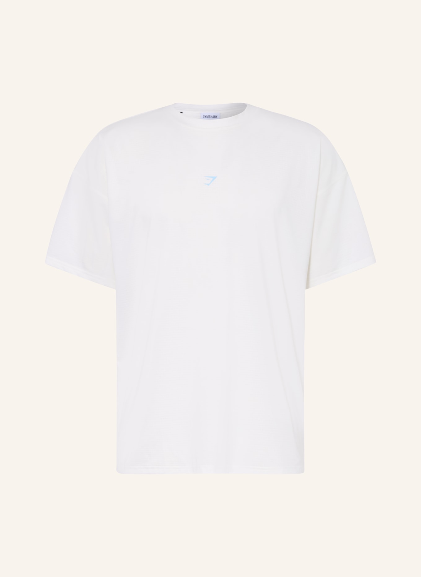 GYMSHARK Oversized-Shirt GSRC STENCIL aus Mesh: WEISS / ROT / BLAU