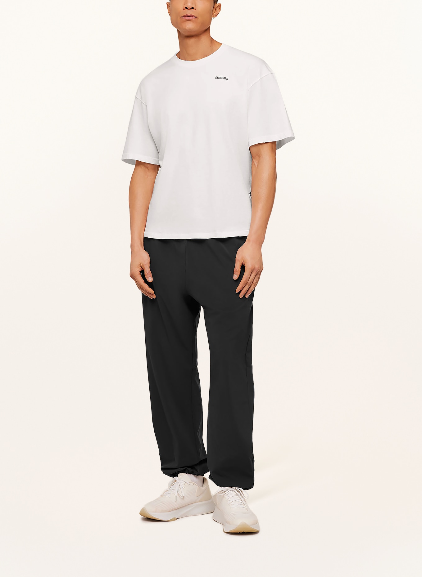 GYMSHARK Oversized-Shirt: WEISS / DUNKELGRAU