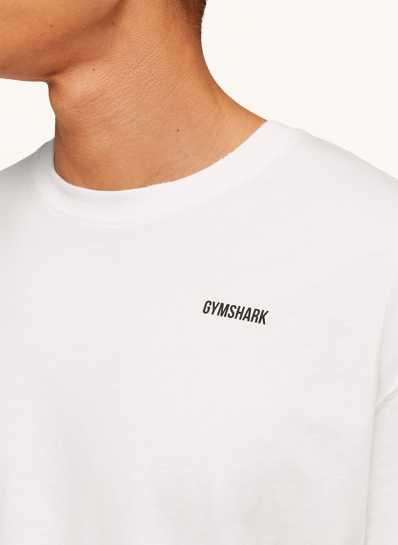 GYMSHARK Oversized-Shirt: WEISS / DUNKELGRAU