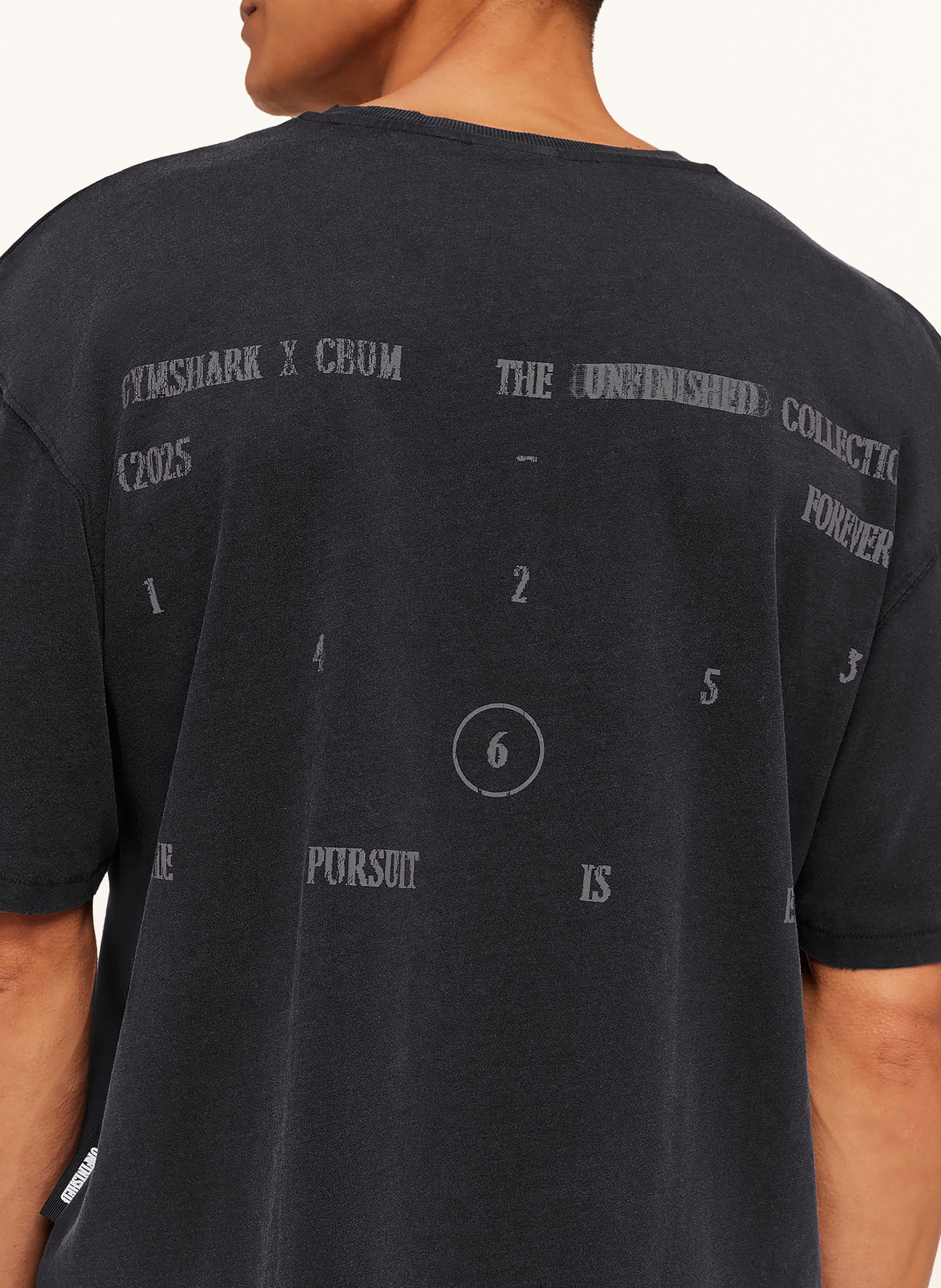 GYMSHARK Oversized-Shirt: SCHWARZ / DUNKELGRAU