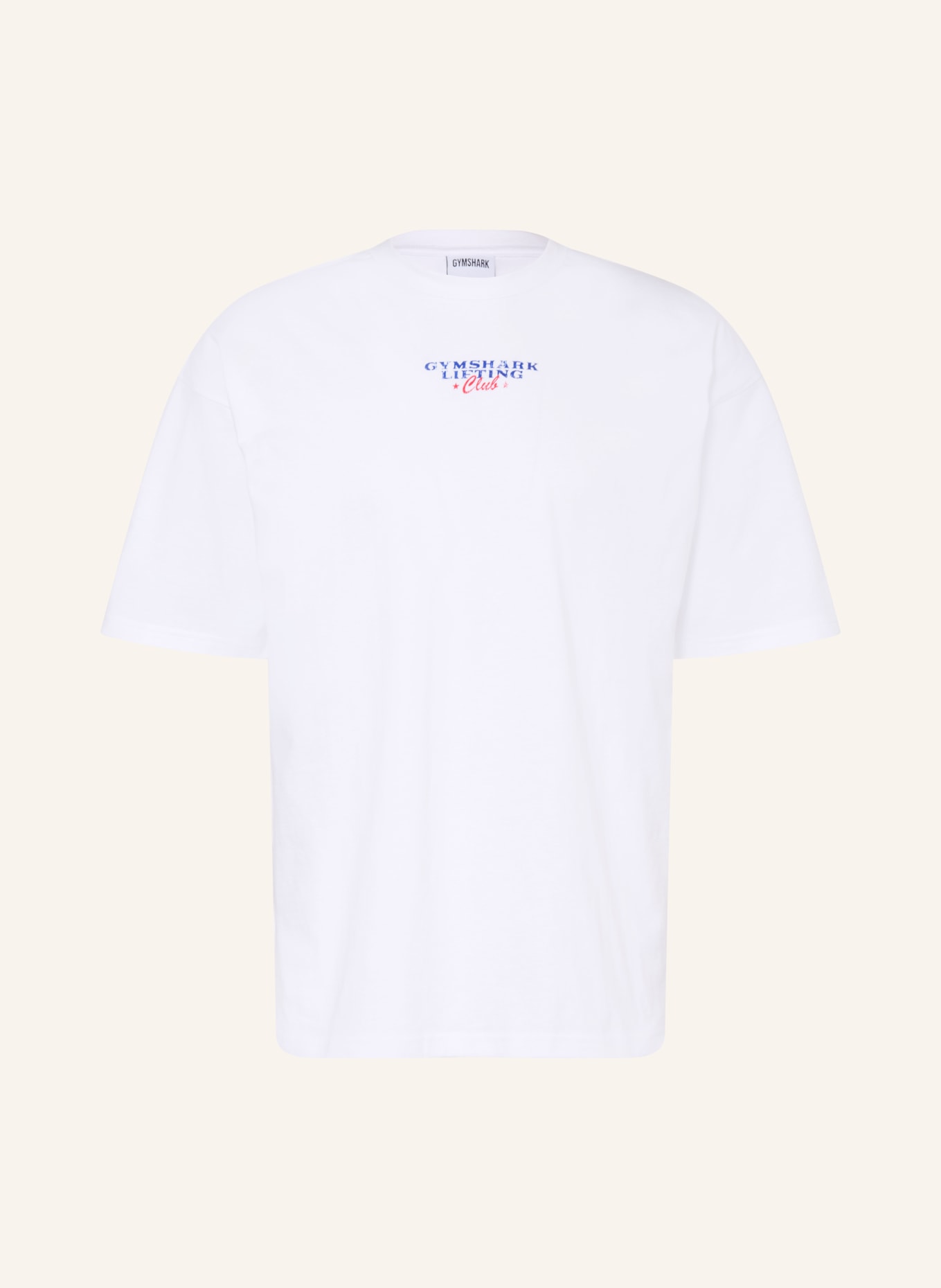 GYMSHARK Oversized-Shirt TROPHY GRAPHIC: WEISS / ROT / BLAU