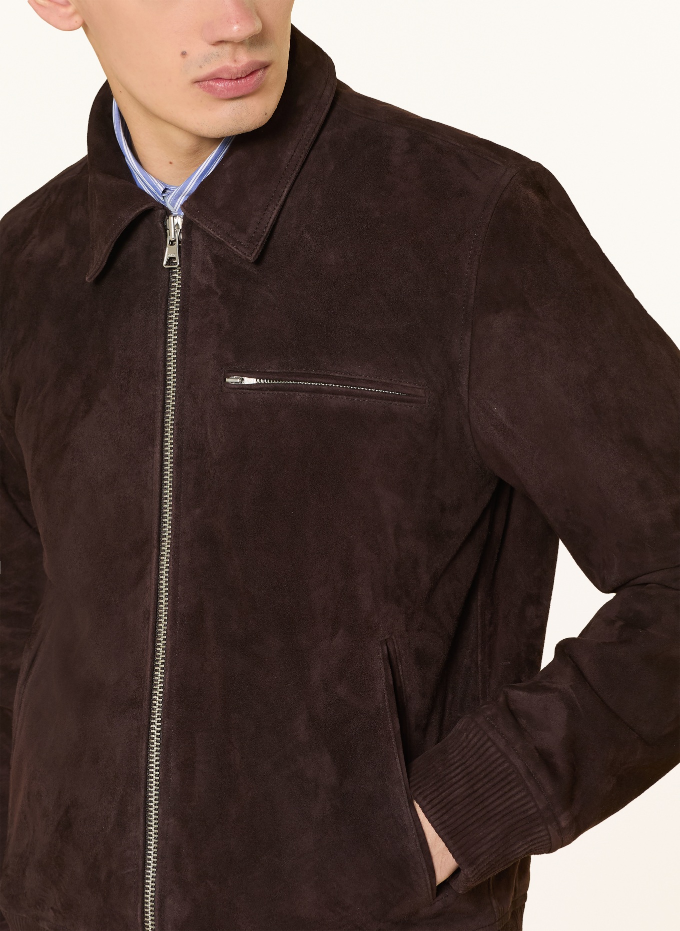 NN.07 Veste en cuir OWEN: MARRON FONCÉ