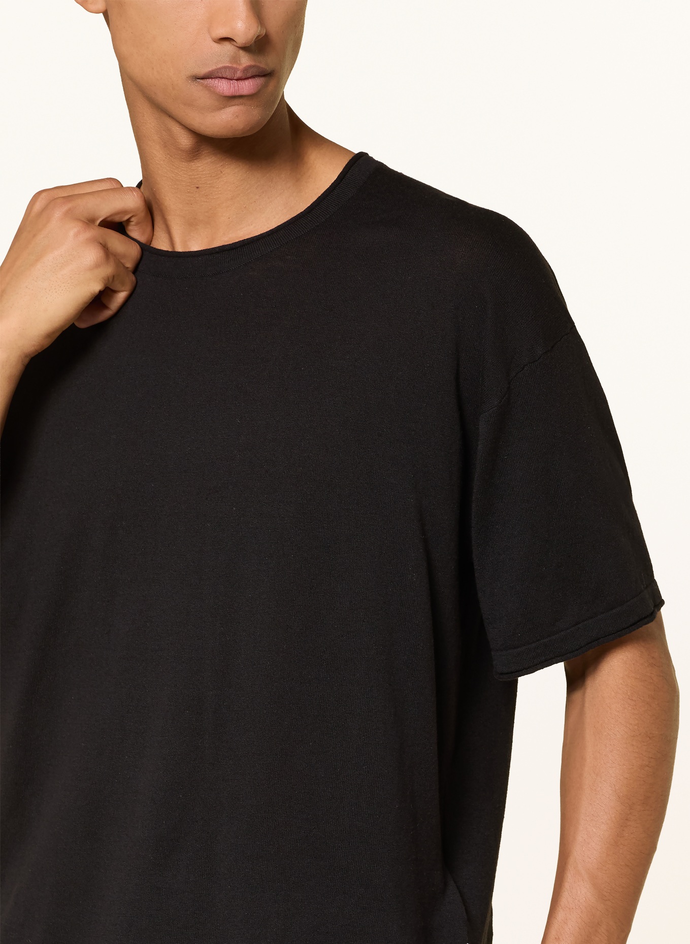 NN.07 Strickshirt RYAN mit Leinen: SCHWARZ