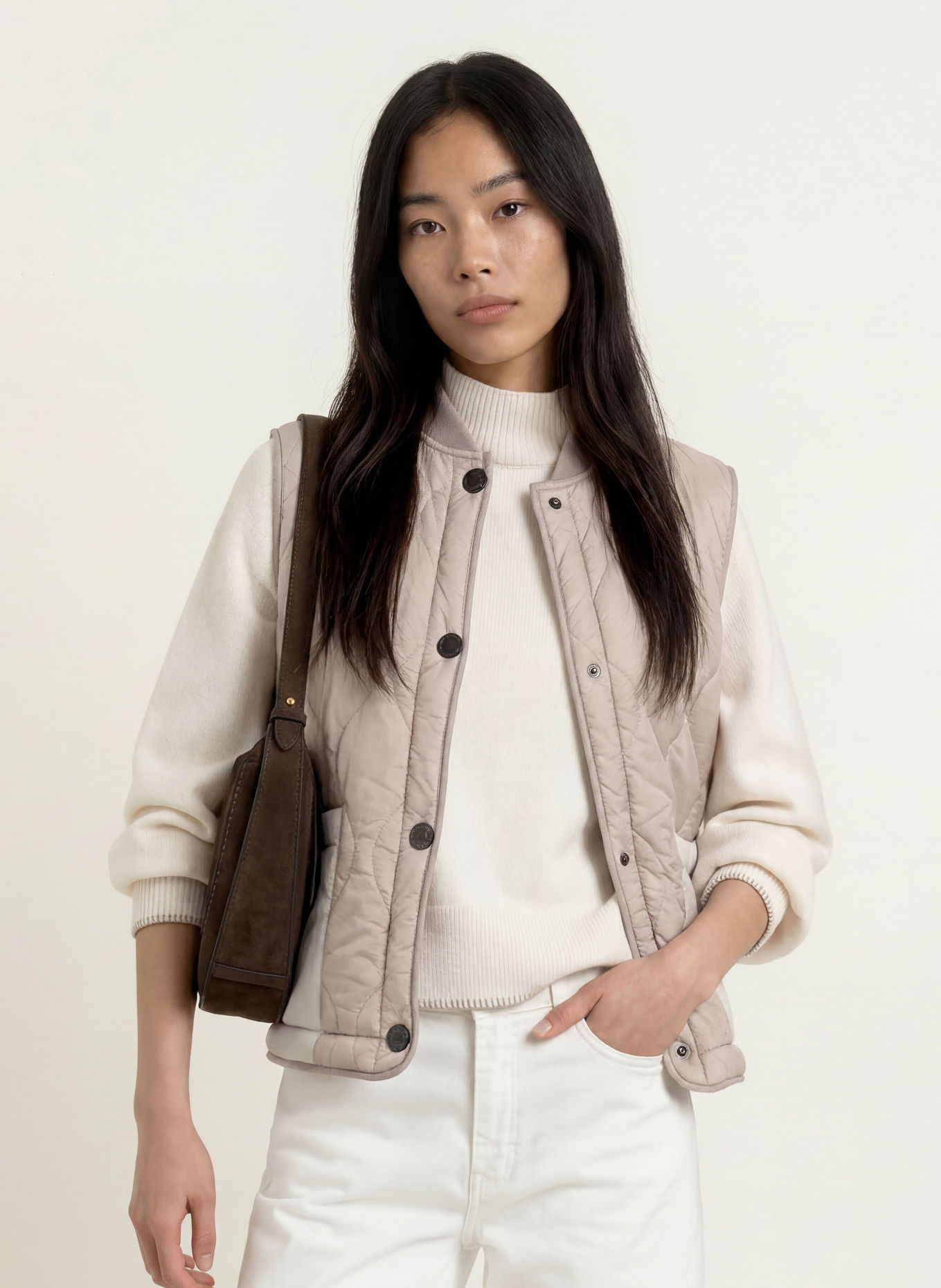 No.1 Como Gilet matelassé VOELS: TAUPE