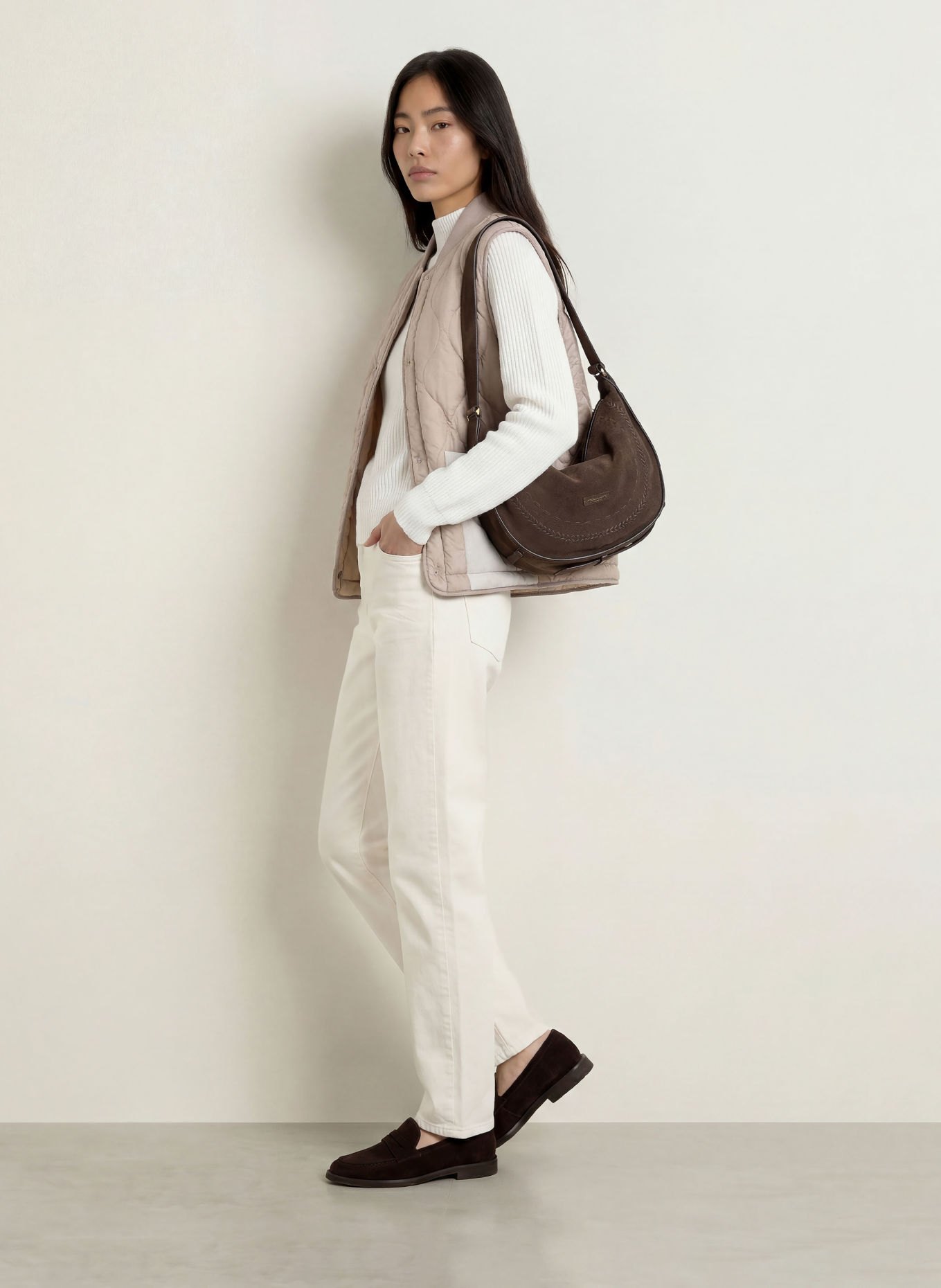 No.1 Como Gilet matelassé VOELS: TAUPE