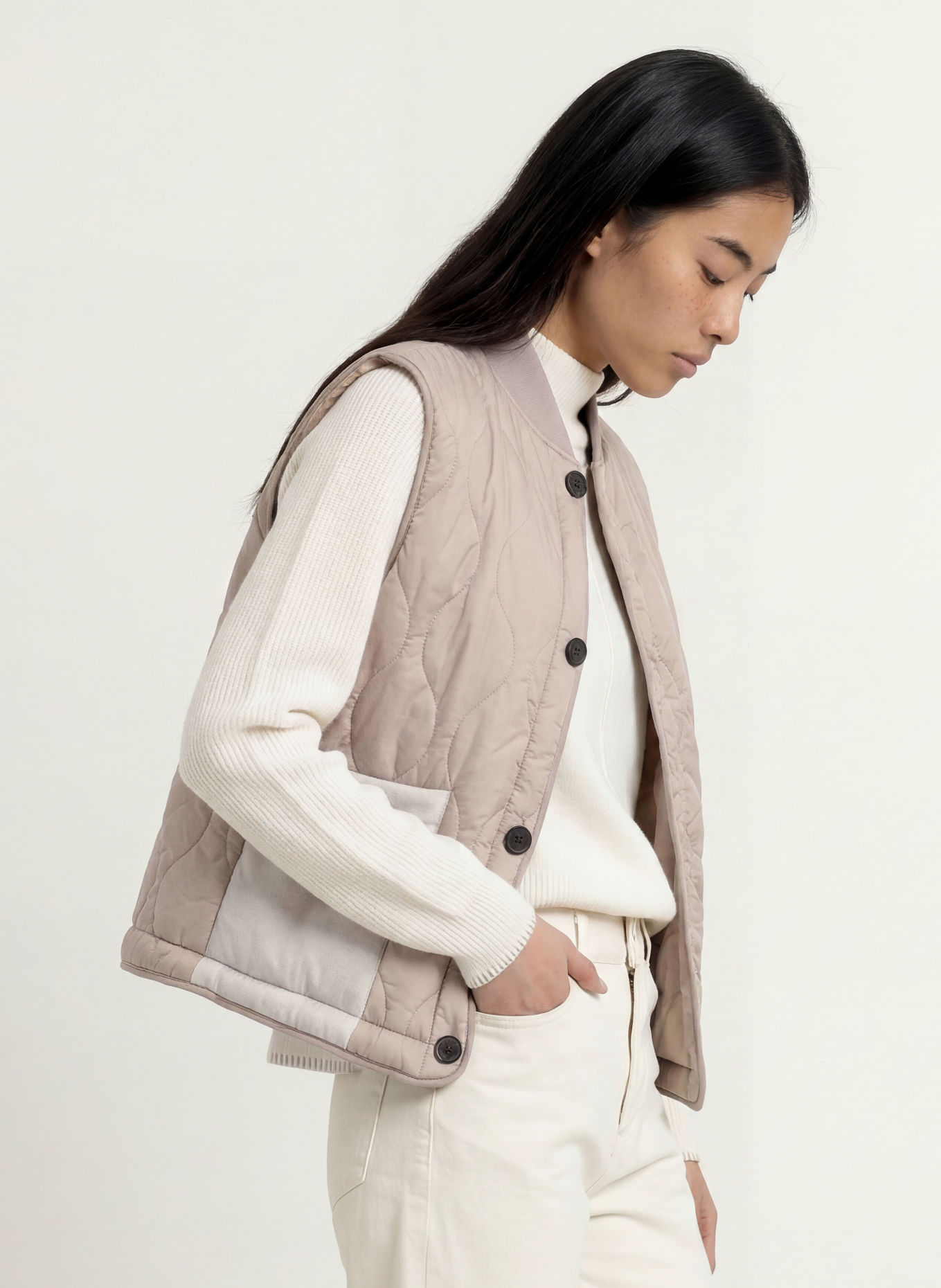 No.1 Como Gilet matelassé VOELS: TAUPE