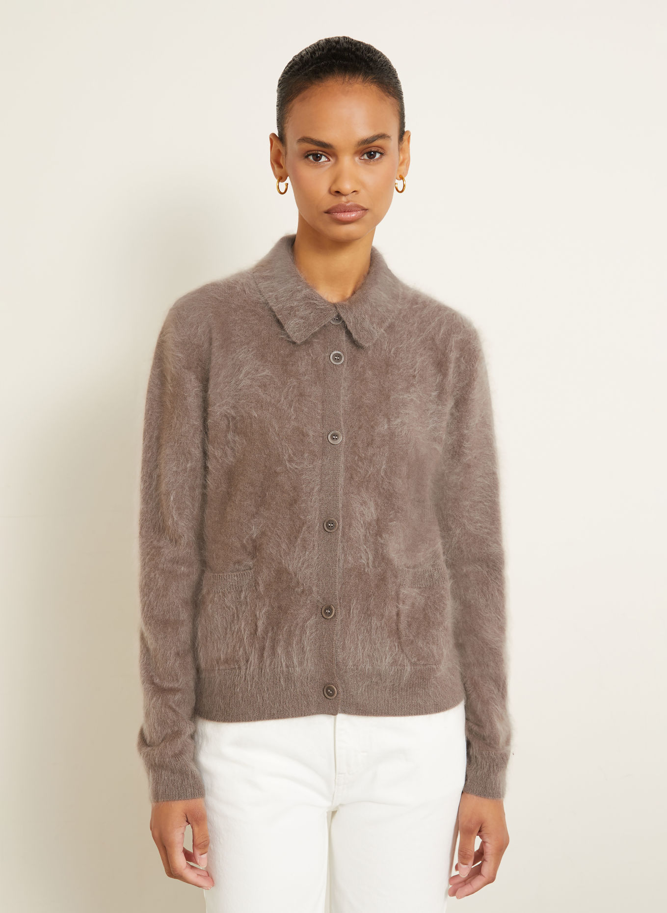 IRIS von ARNIM Kashmirstickad kofta ELYN: TAUPE