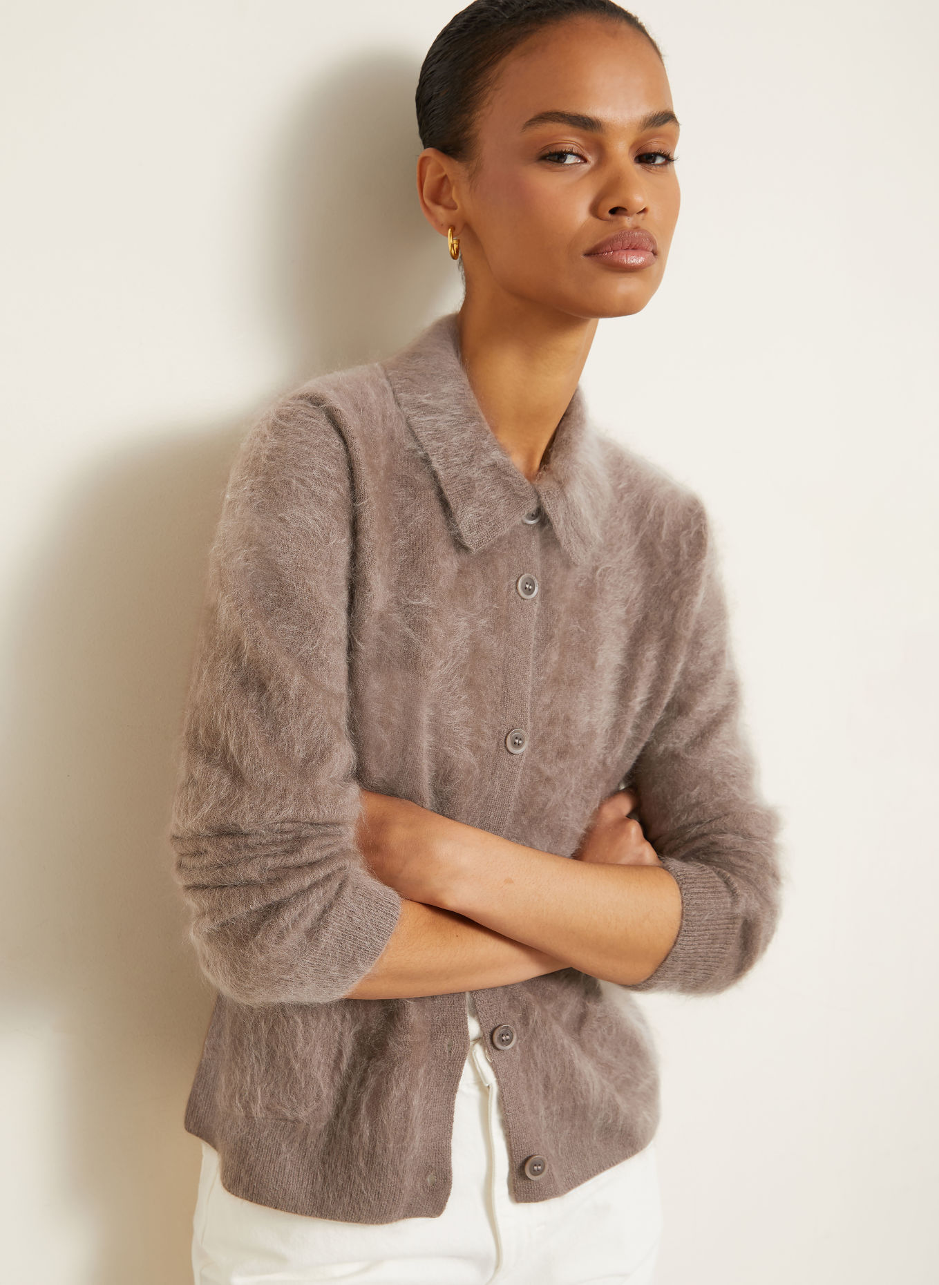 IRIS von ARNIM Kashmirstickad kofta ELYN: TAUPE