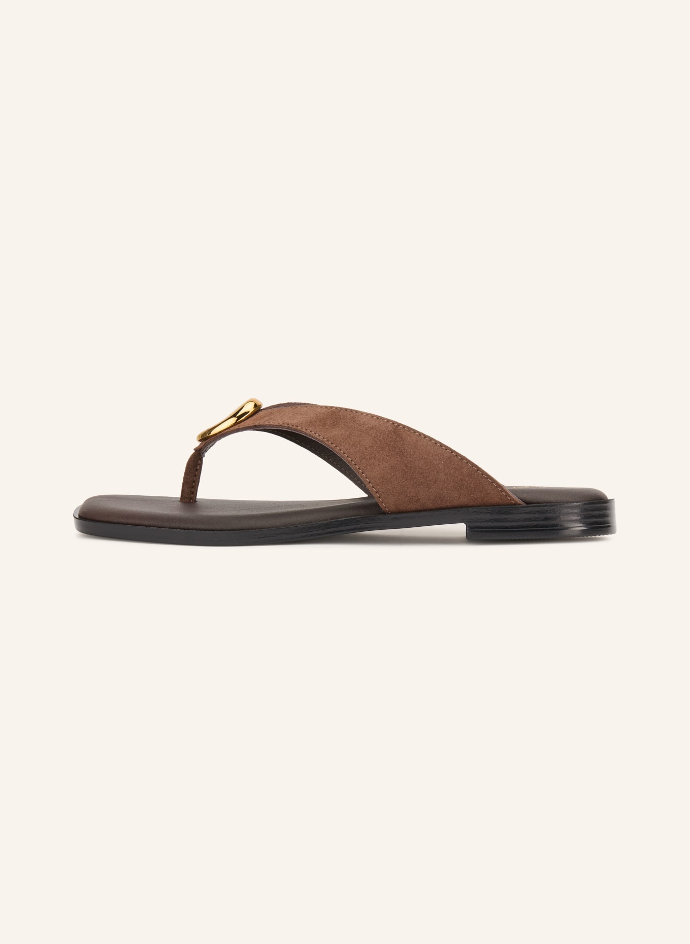 È MIA Toe-separator sandals with gemstones: DARK BROWN / GOLD