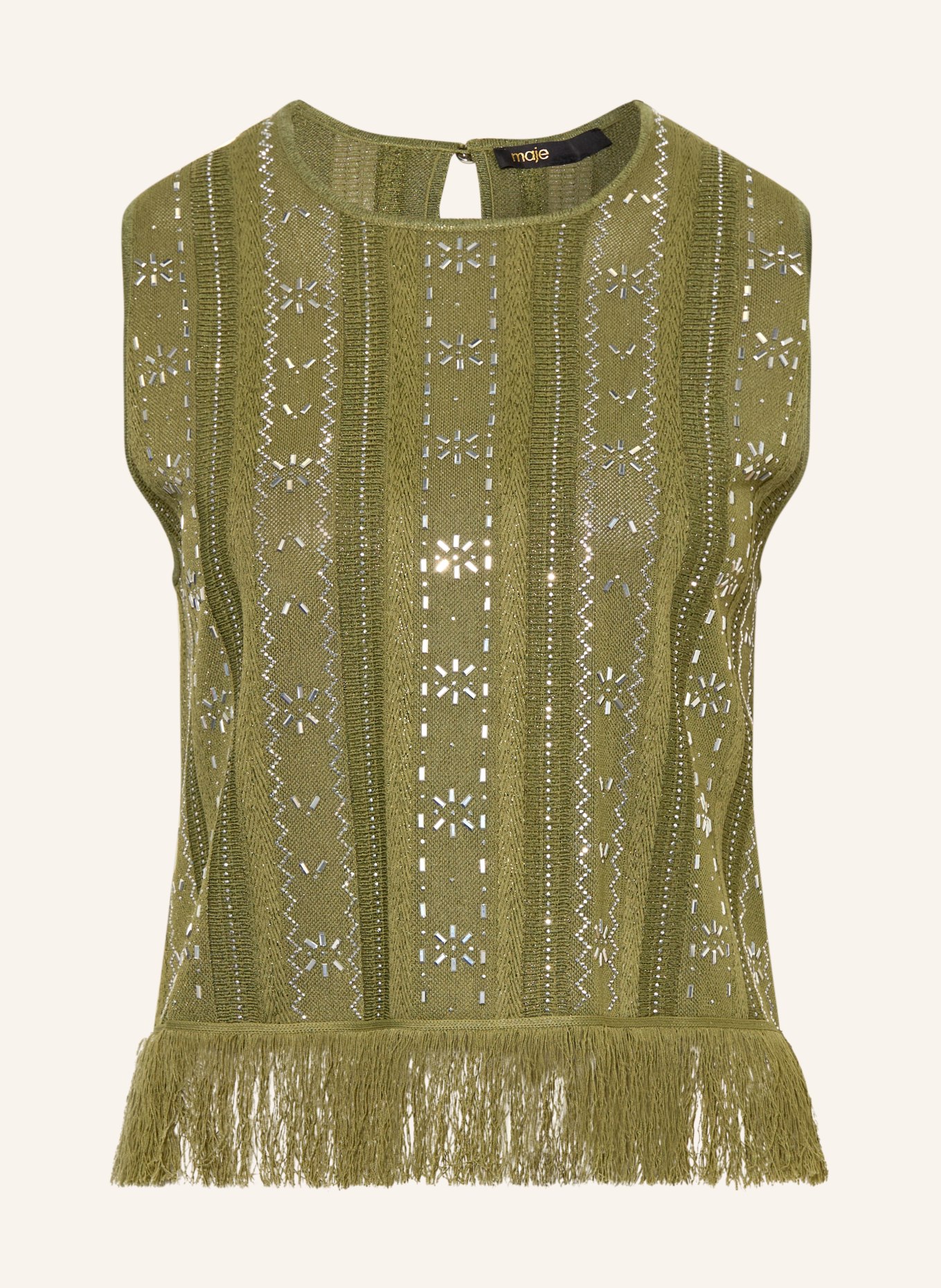 maje Top mit Glitzergarn und Schmucksteinen: OLIV