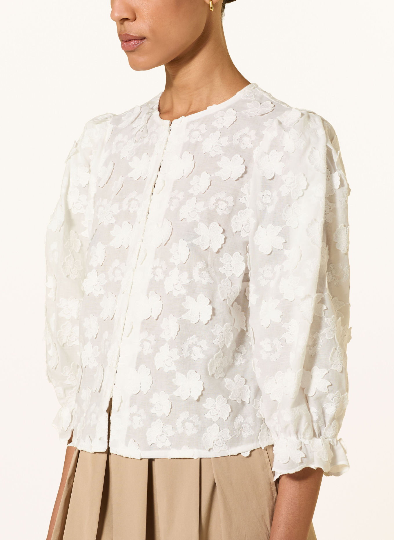 WALDORFF Blouse dirndl à manches 3/4: CRÈME
