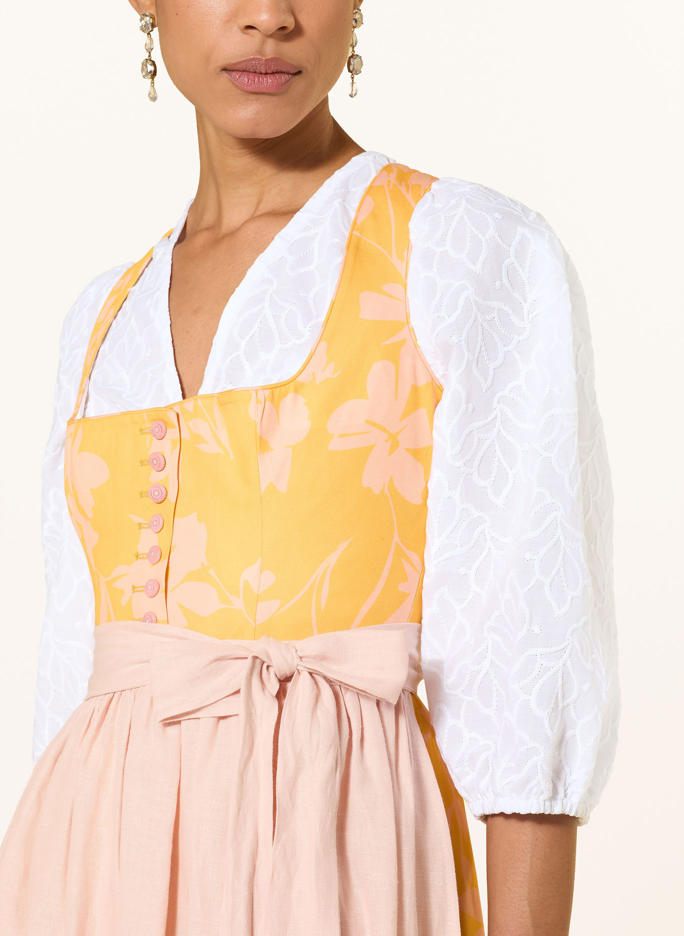 WALDORFF Dirndl blouse with 3/4 sleeves: WHITE