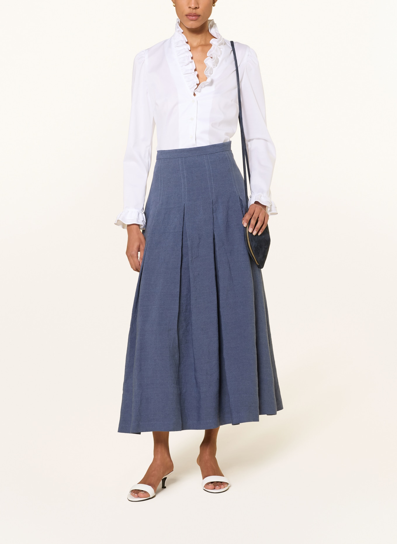 WALDORFF Bluse mit Rüschen: WEISS