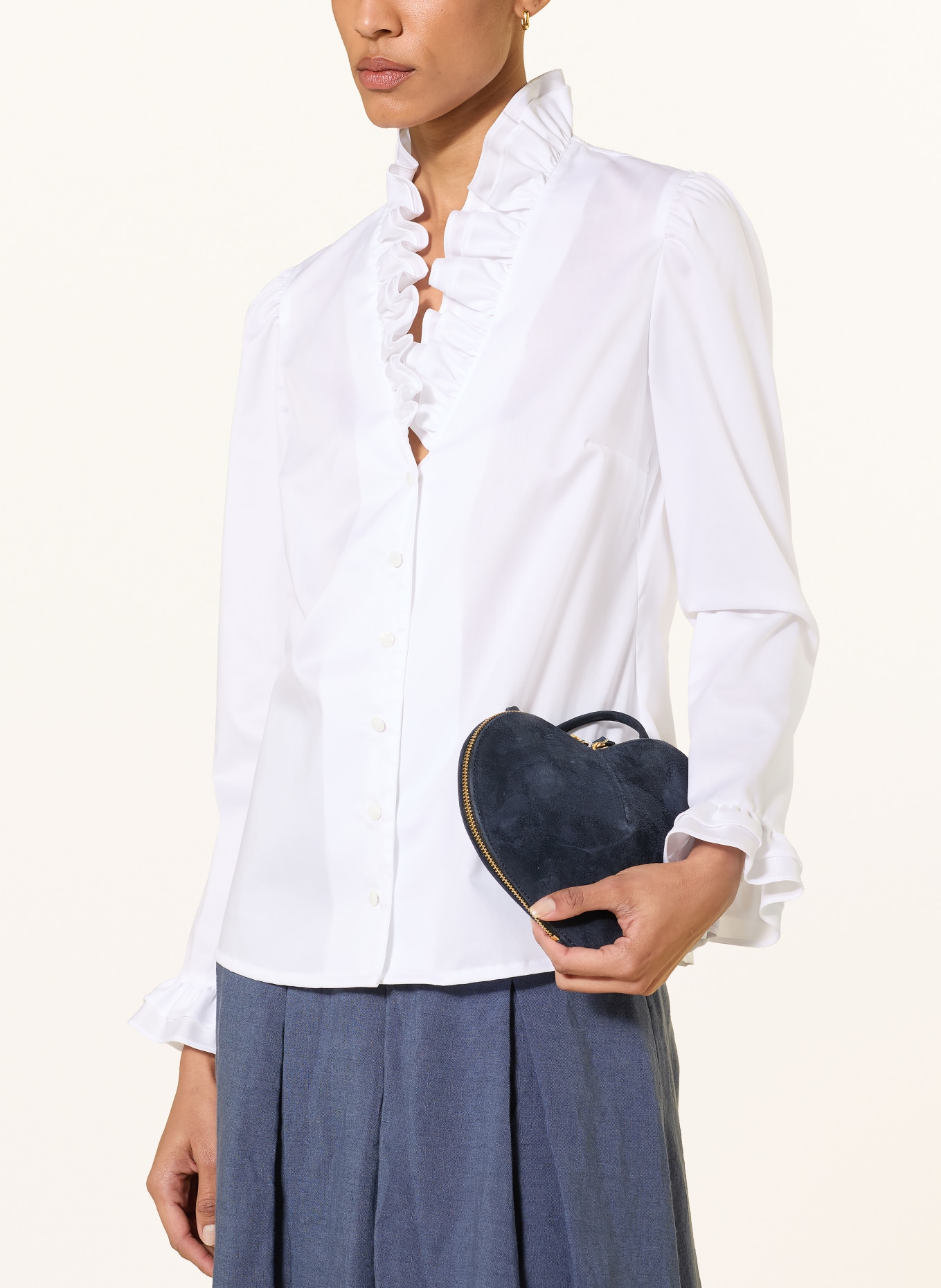 WALDORFF Bluse mit Rüschen: WEISS