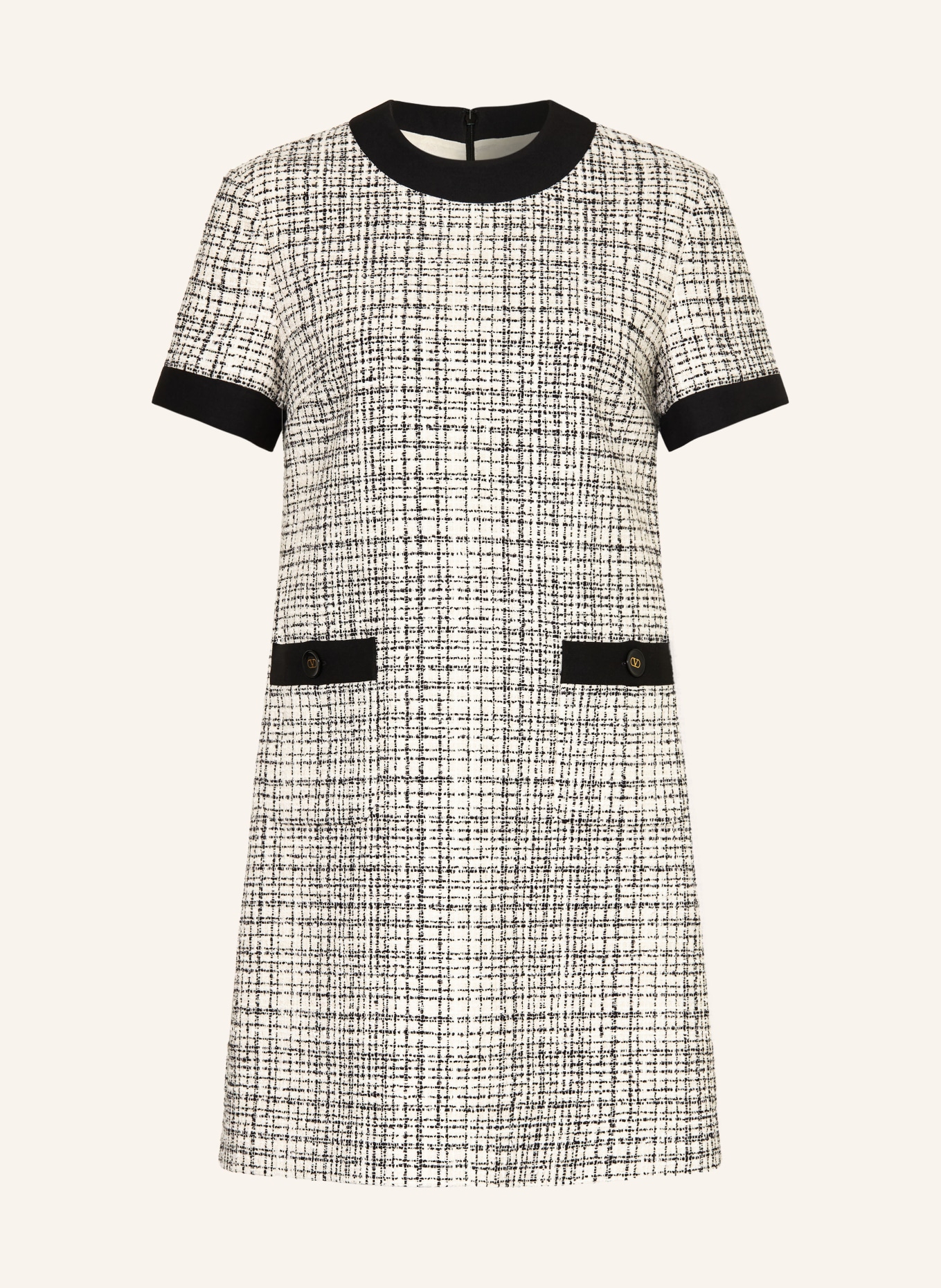 VALENTINO Tweed dress: CREAM / WHITE / BLACK