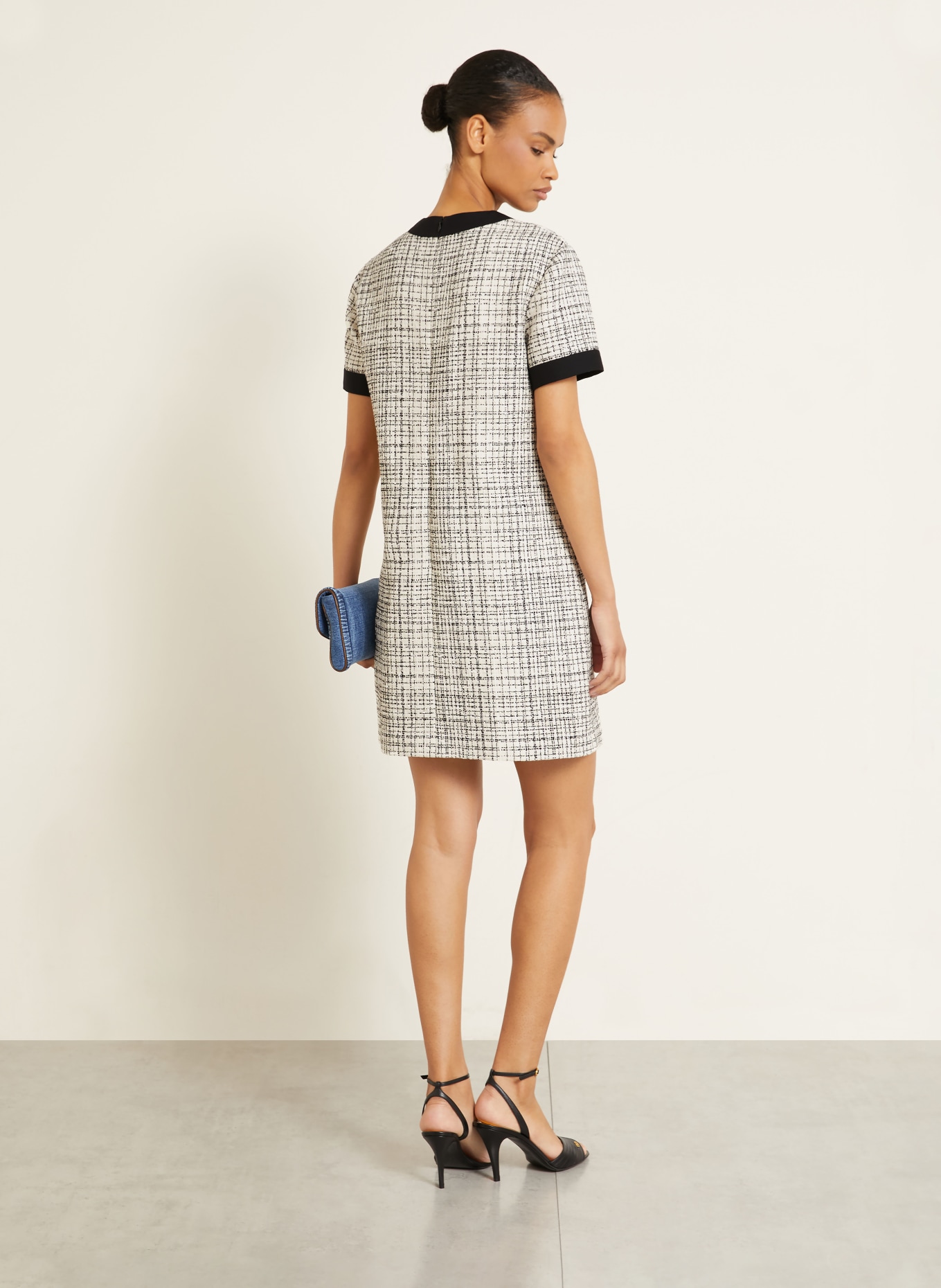 VALENTINO Tweed dress: CREAM / WHITE / BLACK