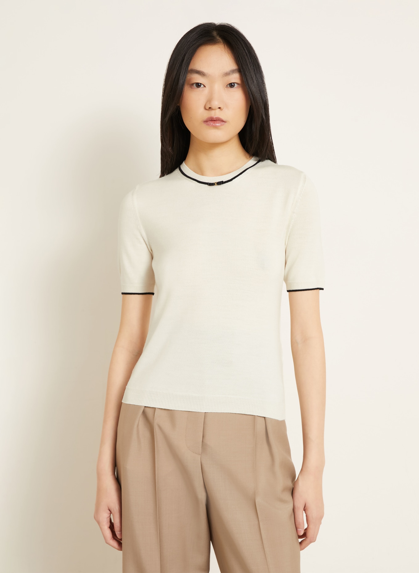 VALENTINO Knit shirt: ECRU / BLACK