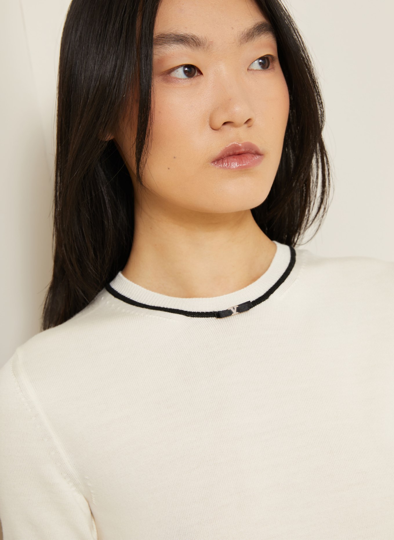 VALENTINO Knit shirt: ECRU / BLACK