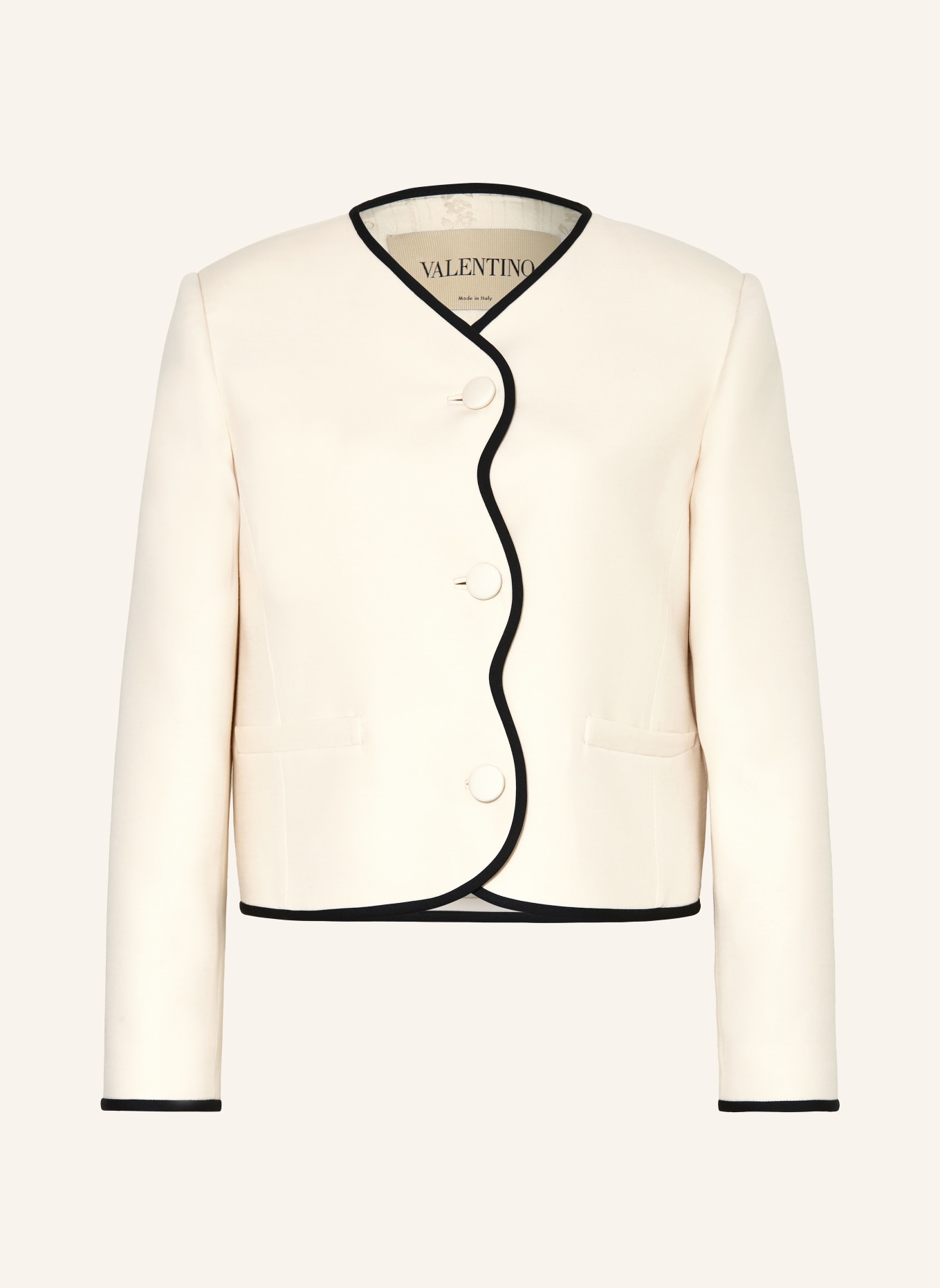 VALENTINO Blazer mit Seide: CREME / SCHWARZ