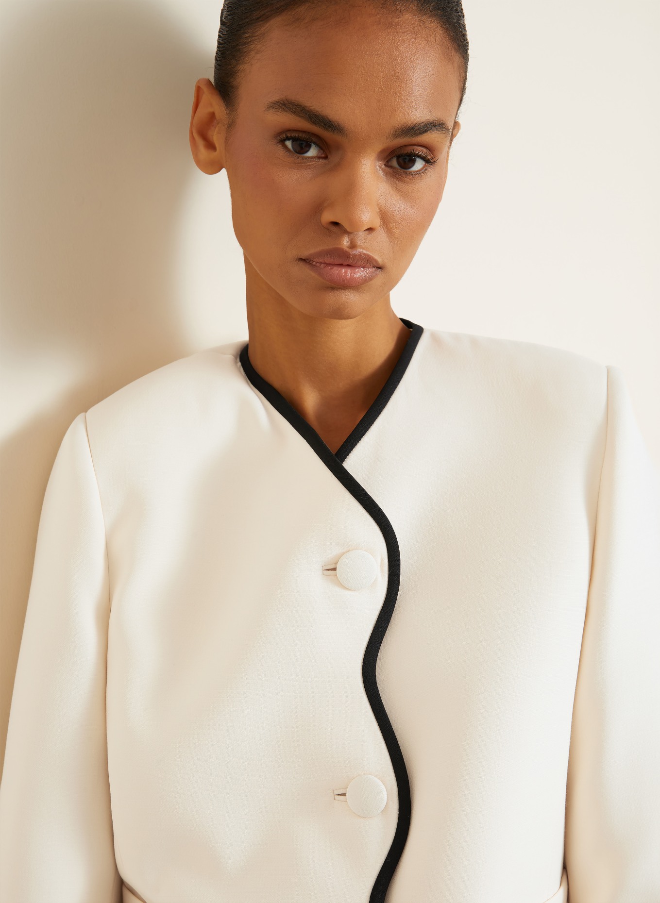VALENTINO Blazer mit Seide: CREME / SCHWARZ