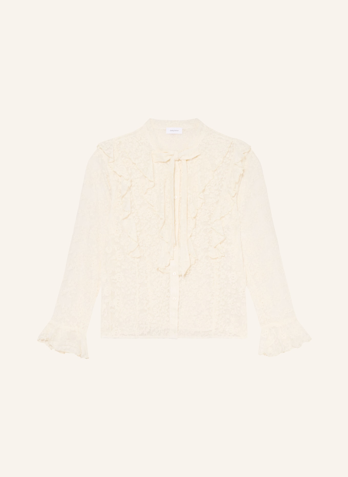 darling harbour Lace bow-tie blouse with flounces: OFFWHITE