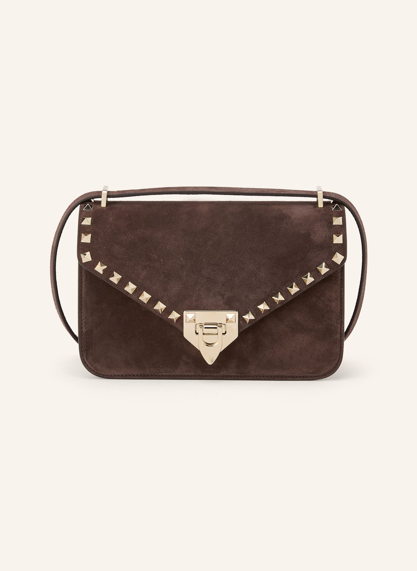 VALENTINO GARAVANI ROCKSTUD SMALL shoulder bag with studs: BROWN