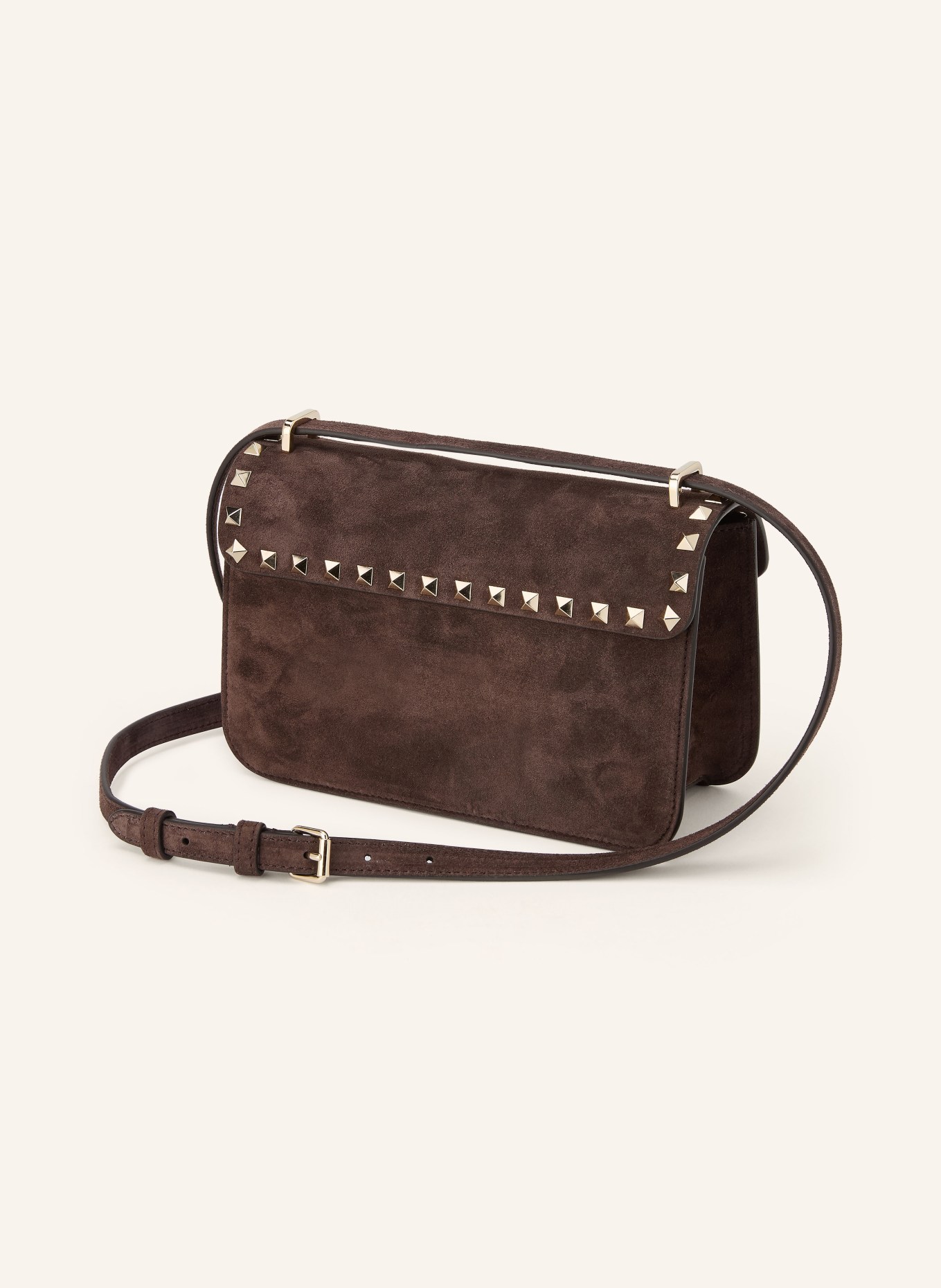 VALENTINO GARAVANI ROCKSTUD SMALL shoulder bag with studs: BROWN