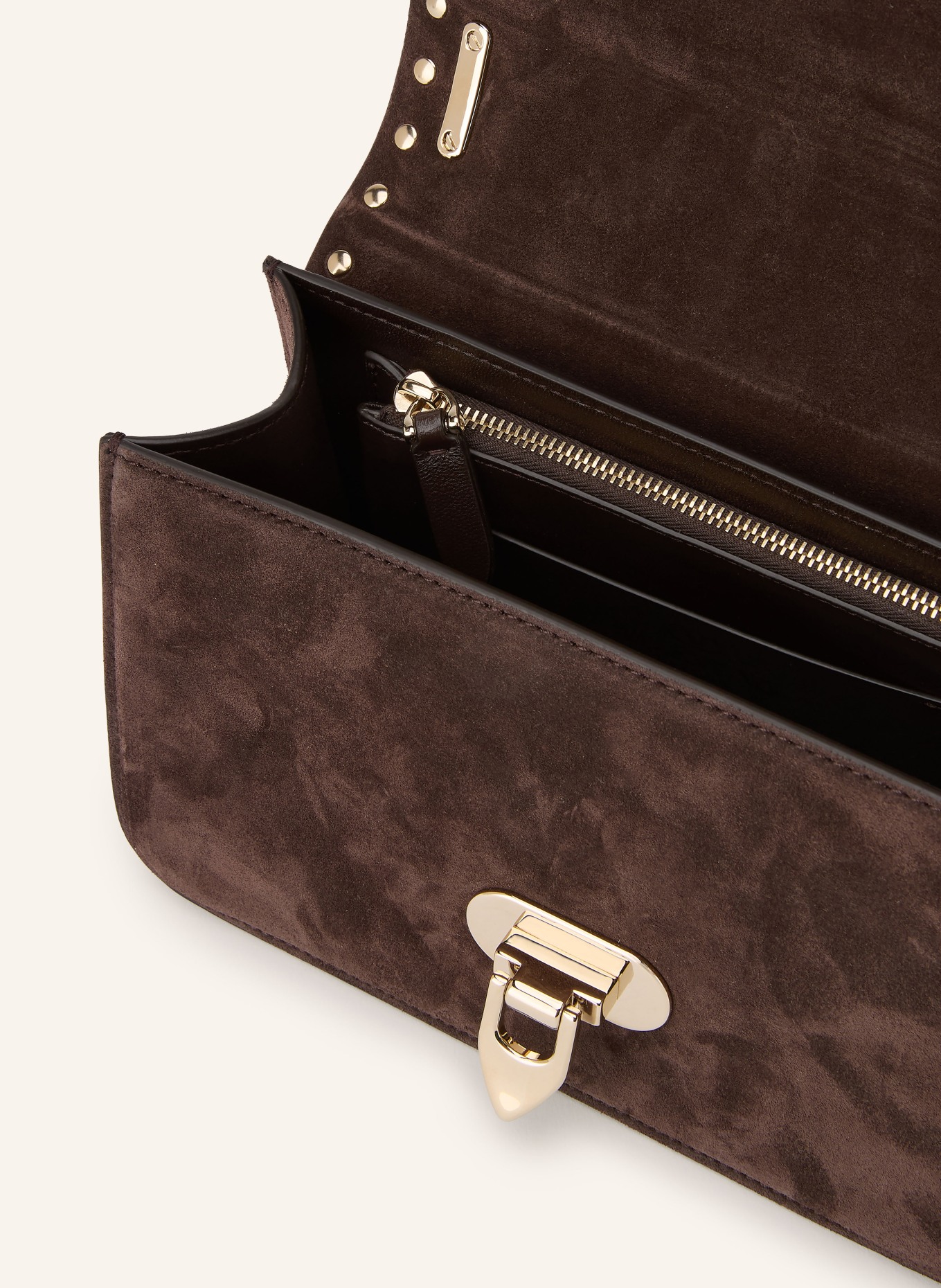 VALENTINO GARAVANI ROCKSTUD SMALL shoulder bag with studs: BROWN