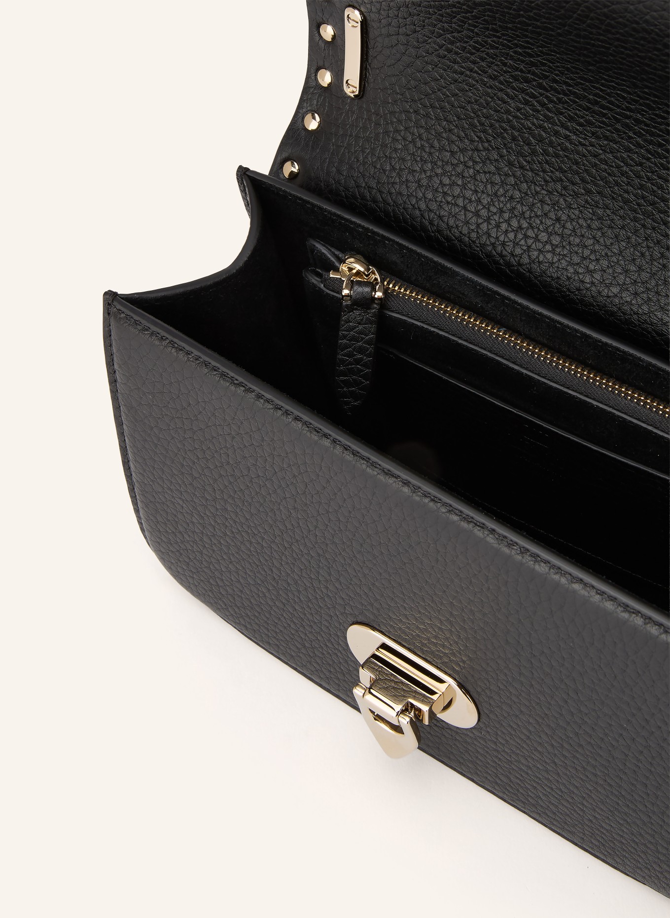 VALENTINO GARAVANI ROCKSTUD SMALL Shoulder Bag: BLACK / GOLD