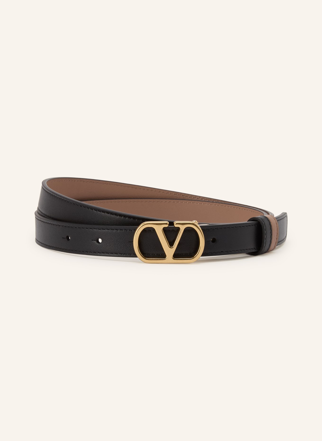 VALENTINO GARAVANI Omkeerbare leren riem: TAUPE / ZWART