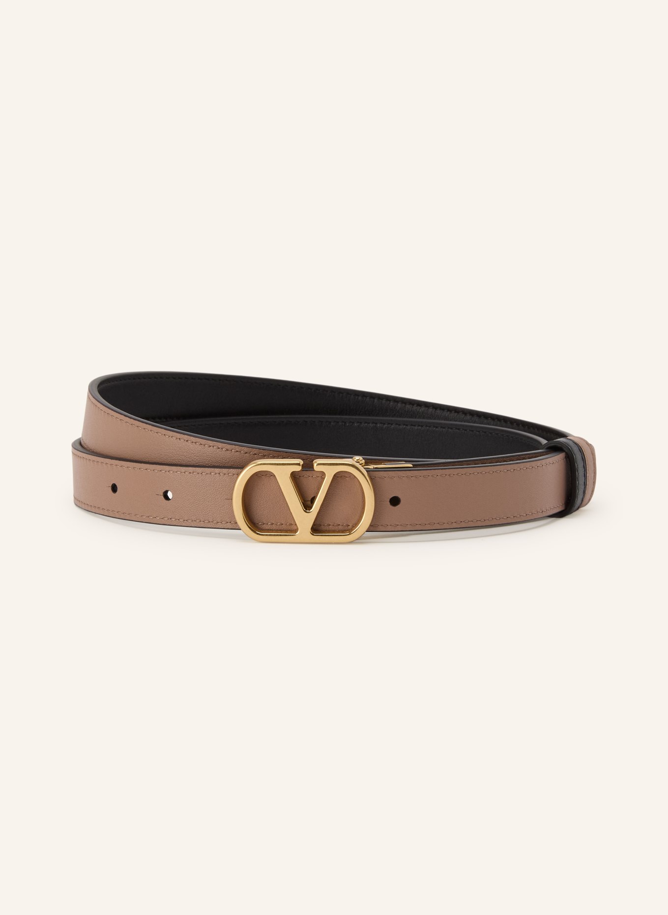 VALENTINO GARAVANI Omkeerbare leren riem: TAUPE / ZWART