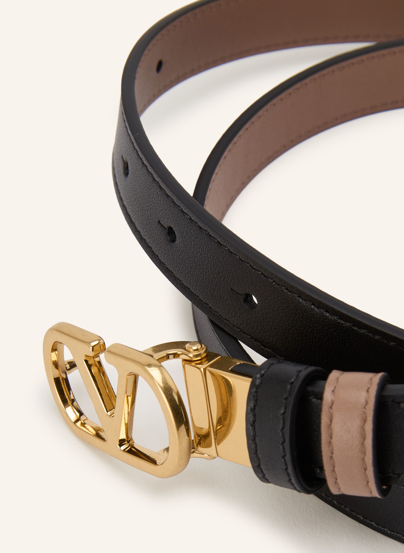 VALENTINO GARAVANI Omkeerbare leren riem: TAUPE / ZWART