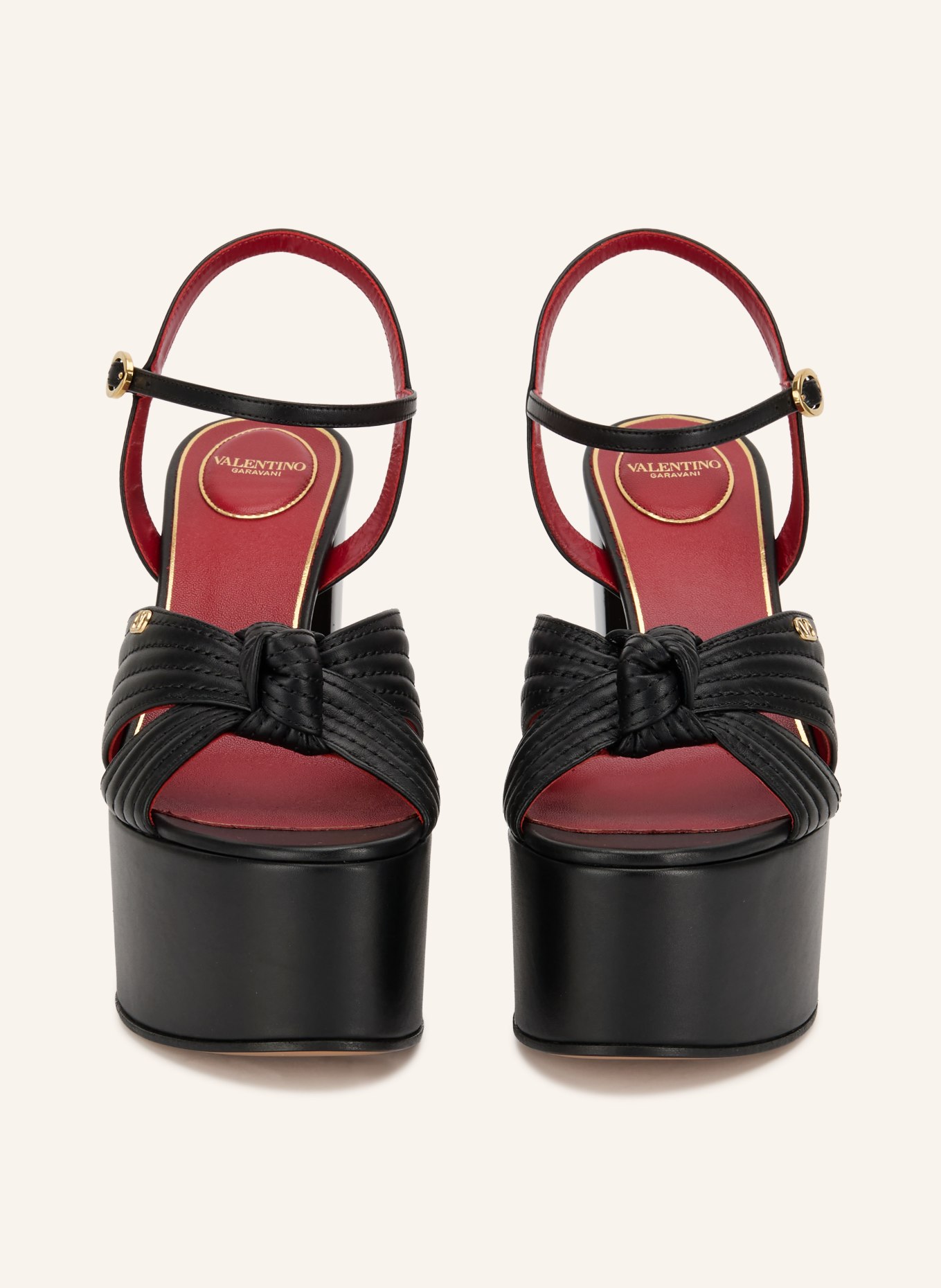 VALENTINO GARAVANI CRASHER Platform Sandals: BLACK / GOLD